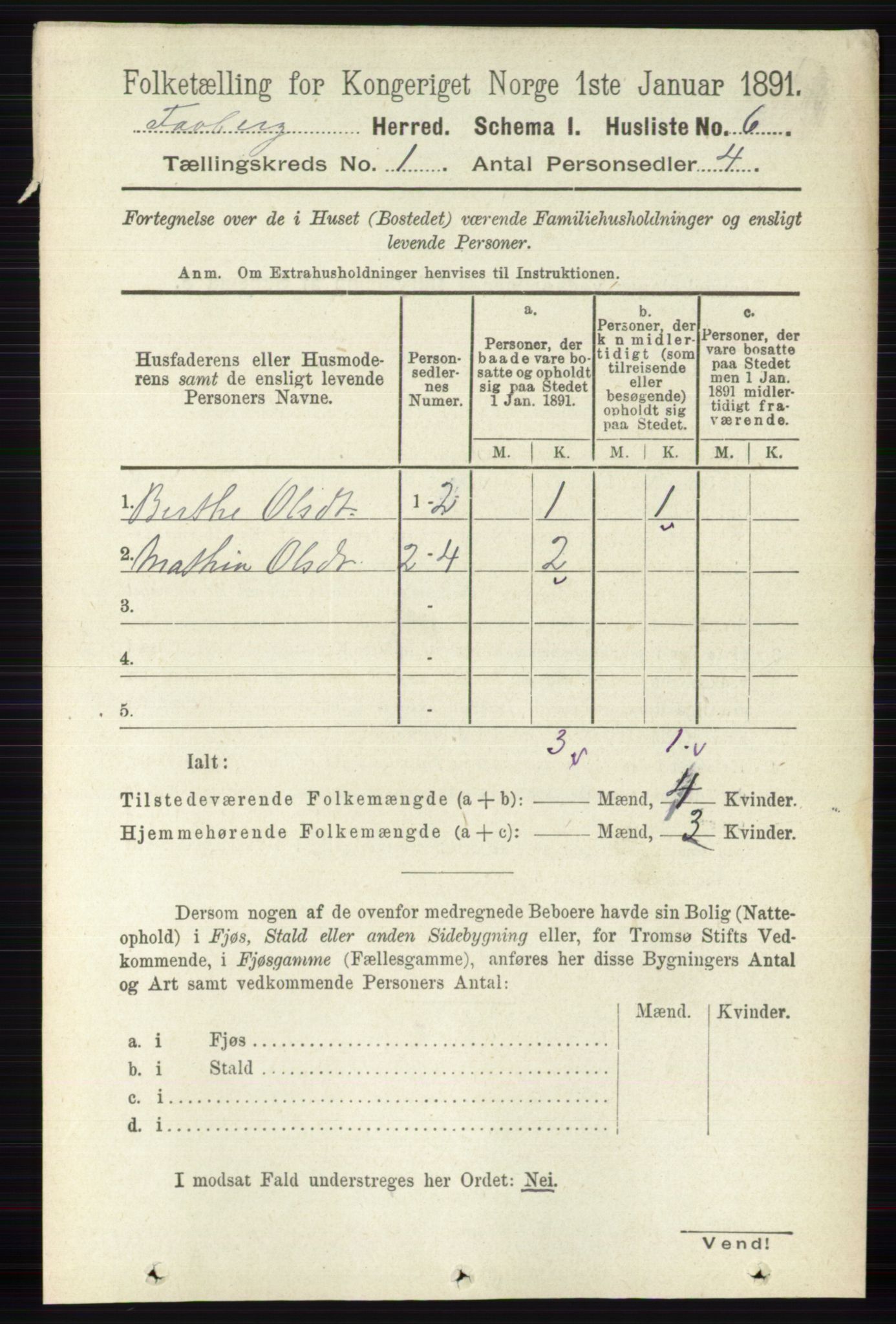 RA, 1891 census for 0524 Fåberg, 1891, p. 43