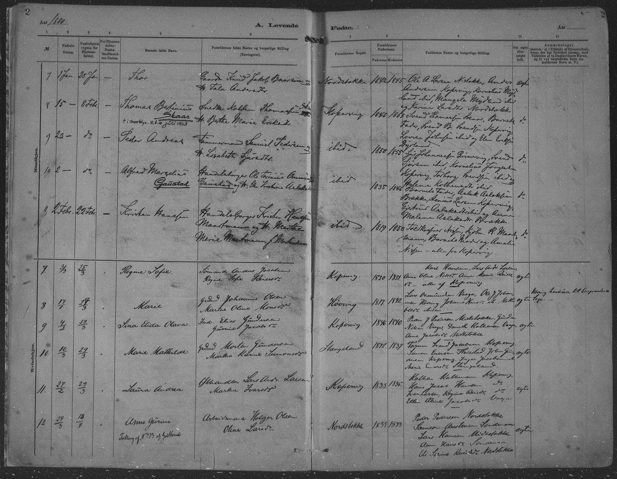 Kopervik sokneprestkontor, AV/SAST-A-101850/H/Ha/Haa/L0001: Parish register (official) no. A 1, 1880-1919, p. 2