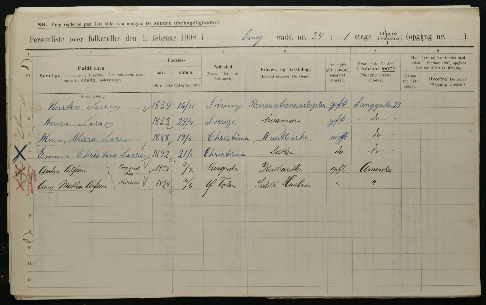 OBA, Municipal Census 1908 for Kristiania, 1908, p. 50862