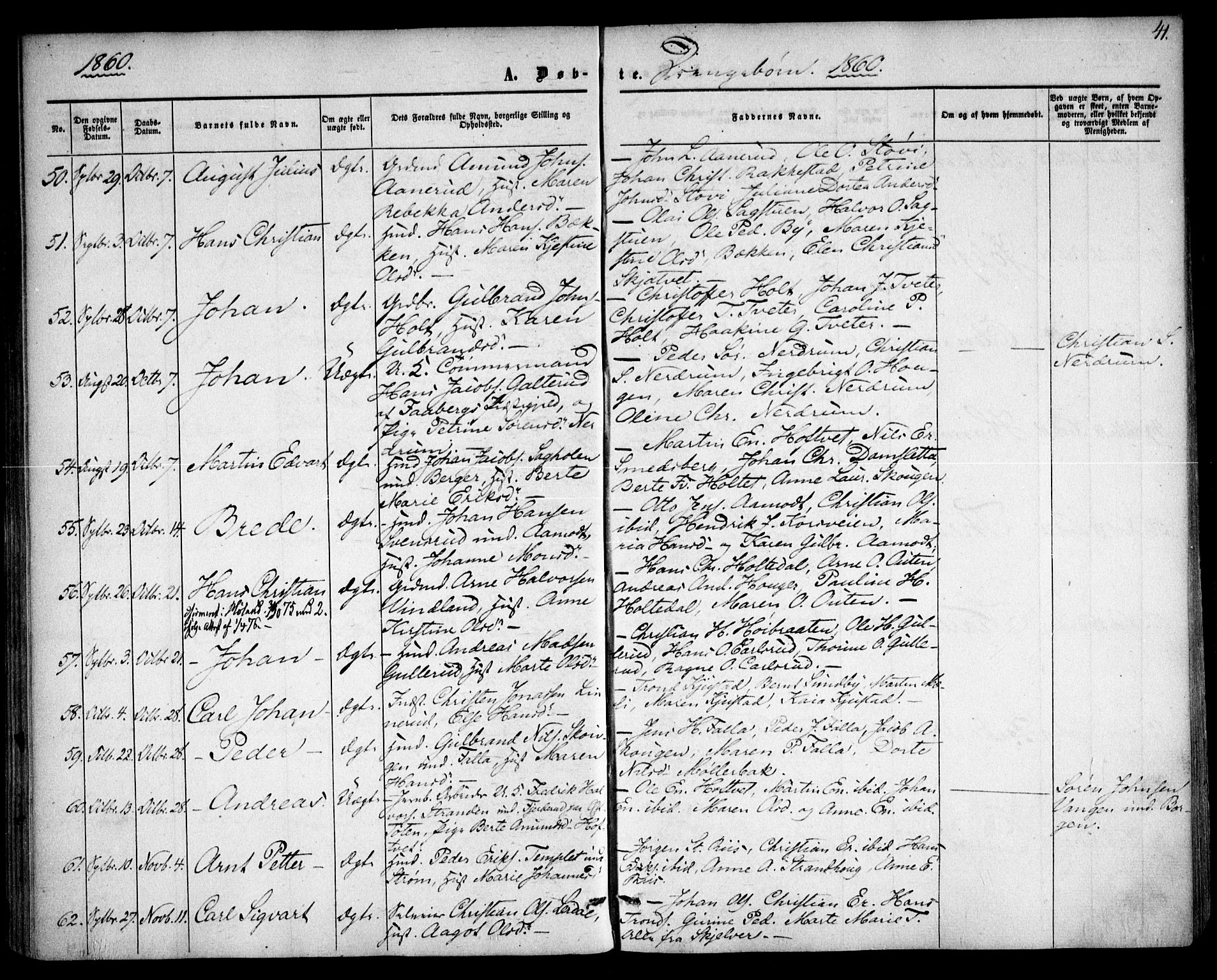 Fet prestekontor Kirkebøker, AV/SAO-A-10370a/F/Fa/L0011: Parish register (official) no. I 11, 1857-1866, p. 41
