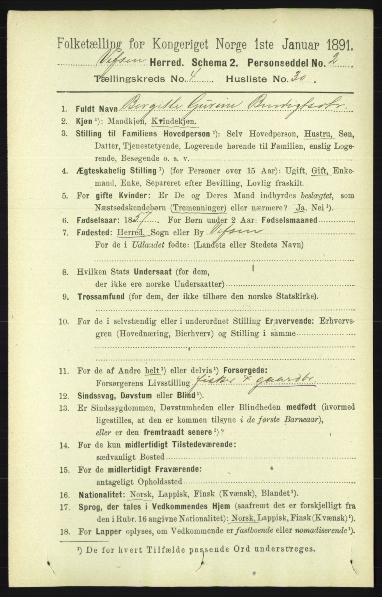 RA, 1891 census for 1824 Vefsn, 1891, p. 1832