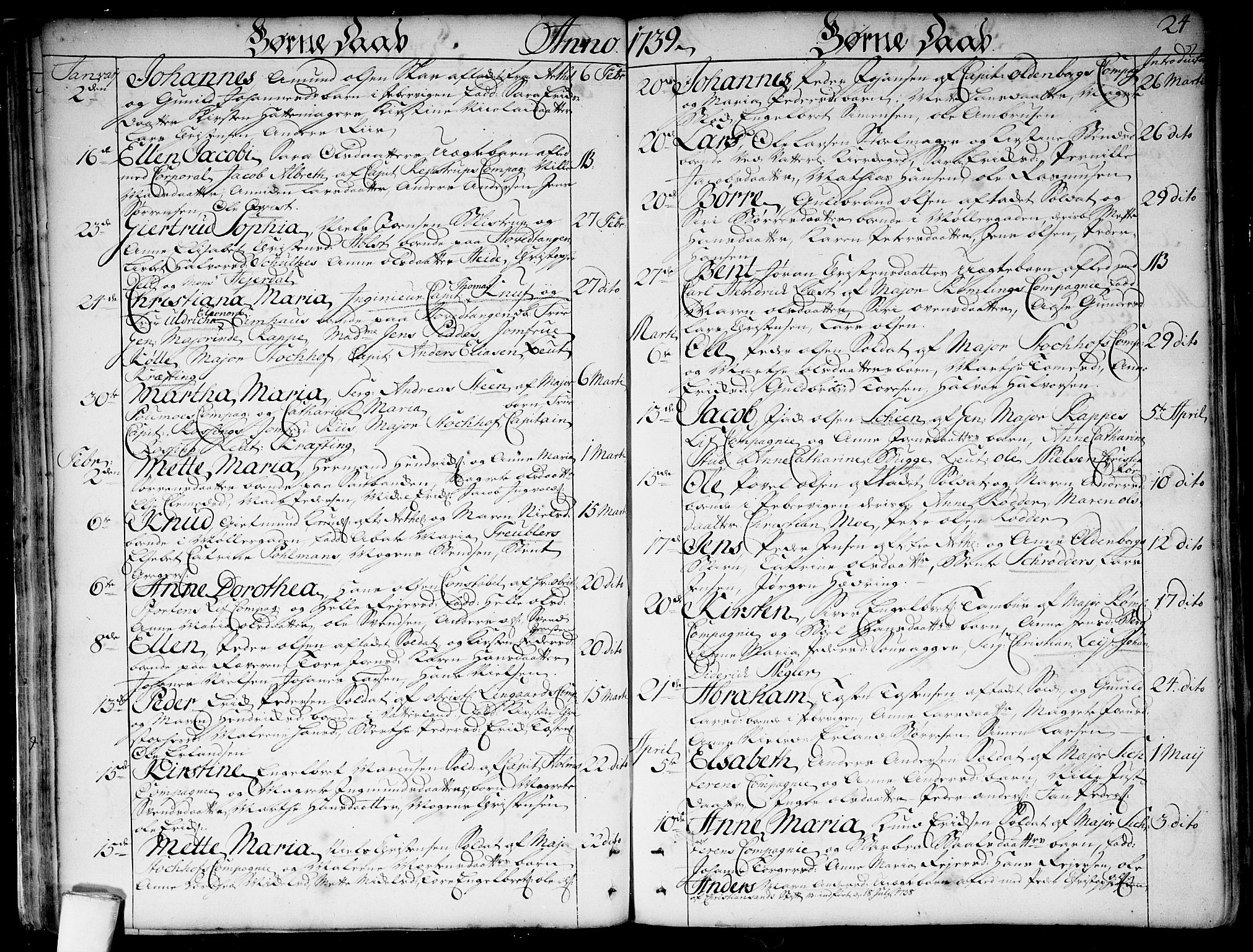 Garnisonsmenigheten Kirkebøker, SAO/A-10846/F/Fa/L0001: Parish register (official) no. 1, 1734-1756, p. 24