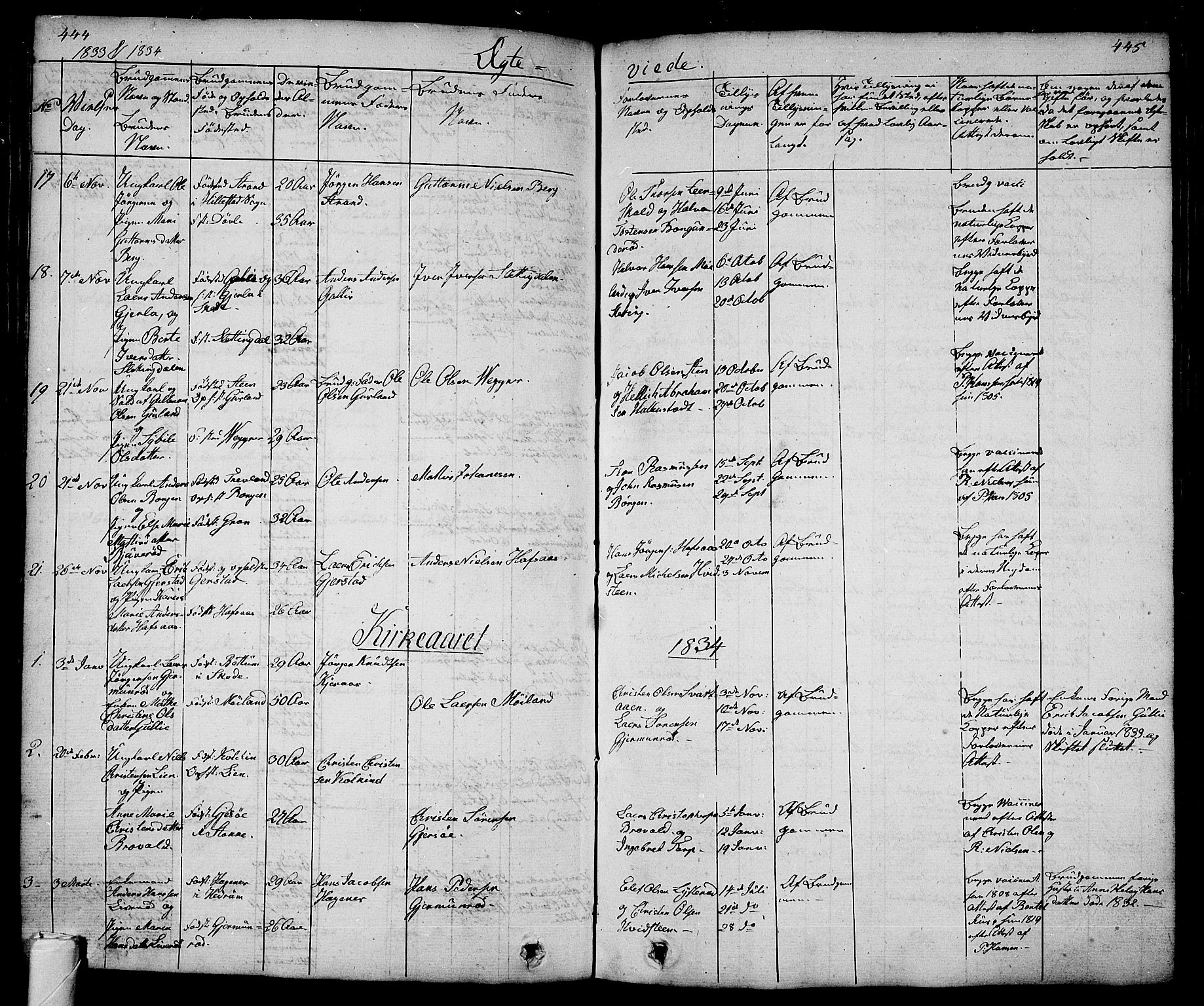 Andebu kirkebøker, AV/SAKO-A-336/G/Ga/L0003: Parish register (copy) no. I 3, 1832-1867, p. 444-445