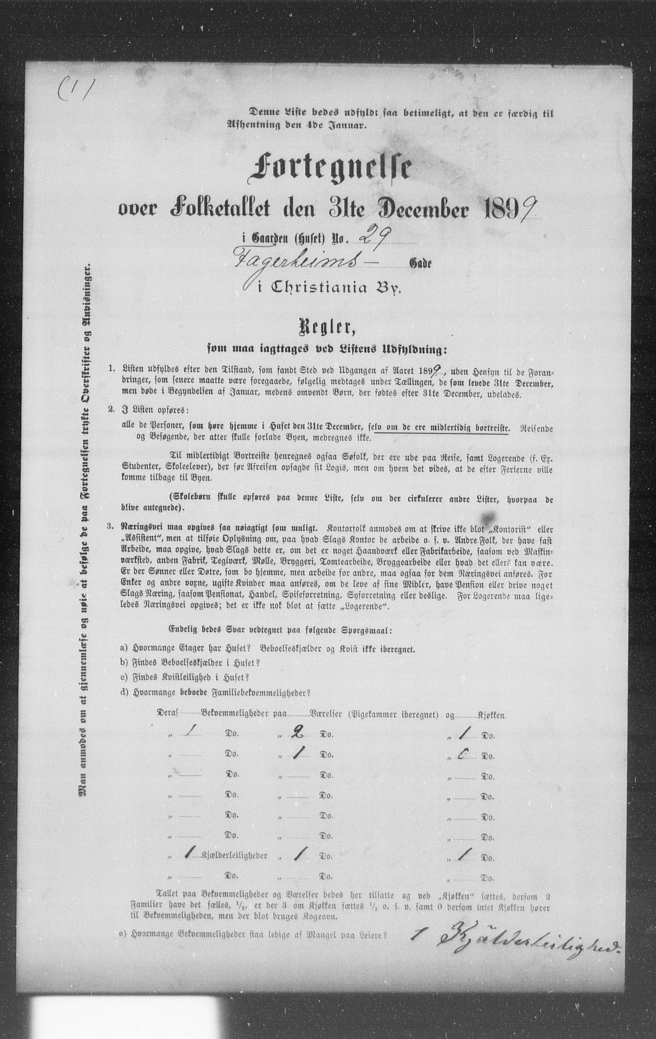 OBA, Municipal Census 1899 for Kristiania, 1899, p. 3094