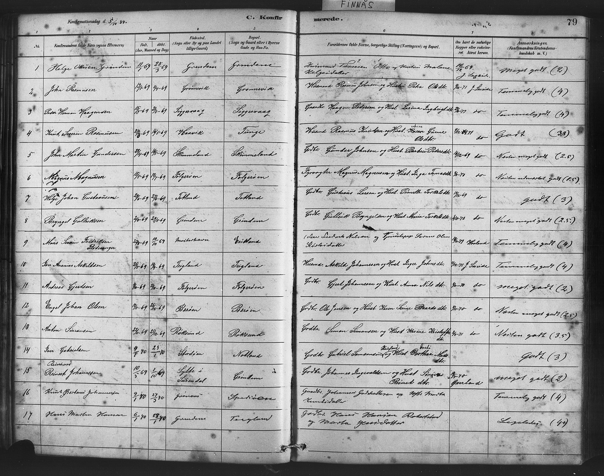 Finnås sokneprestembete, AV/SAB-A-99925/H/Ha/Haa/Haab/L0001: Parish register (official) no. B 1, 1881-1894, p. 79