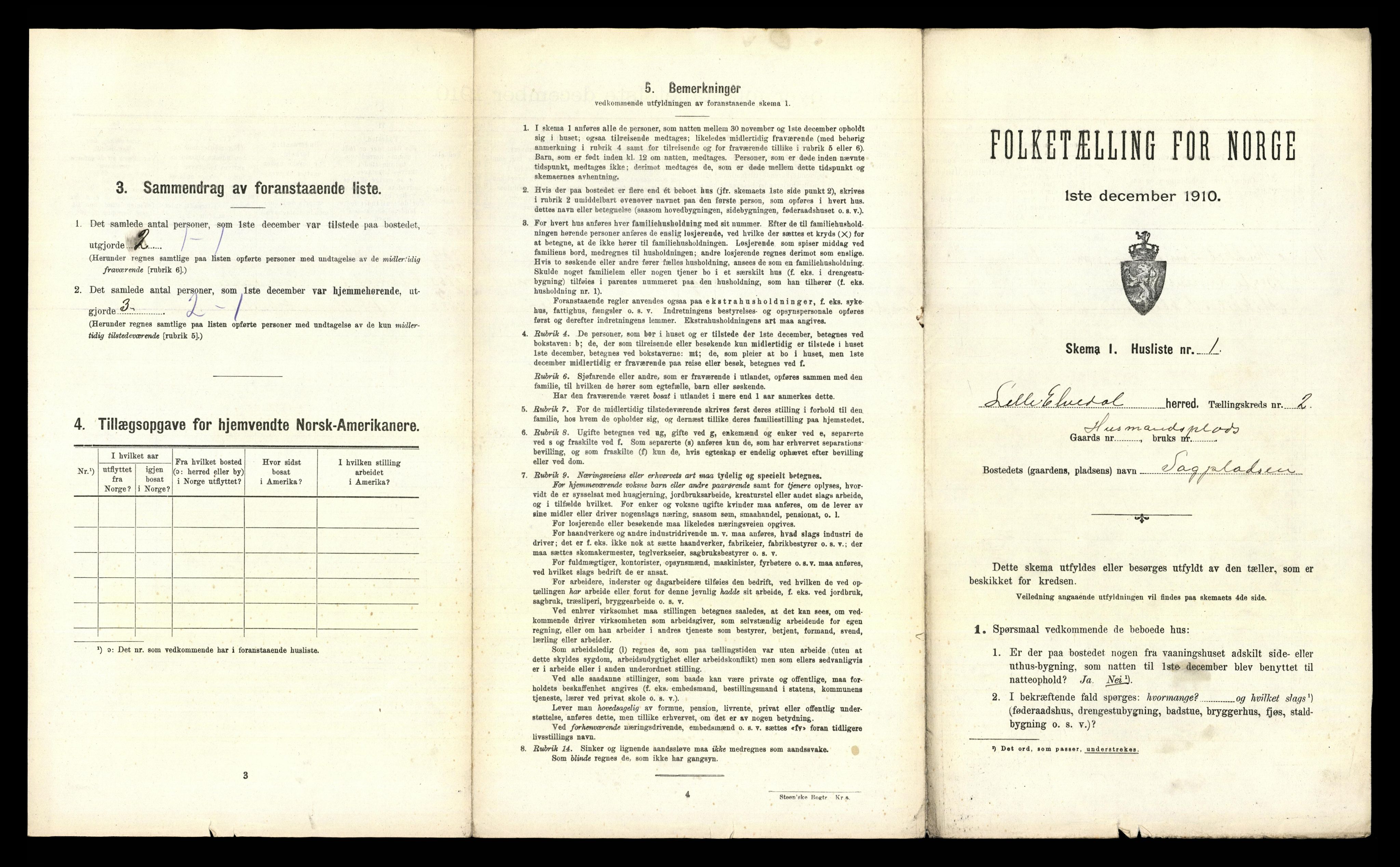 RA, 1910 census for Lille Elvedalen, 1910, p. 75