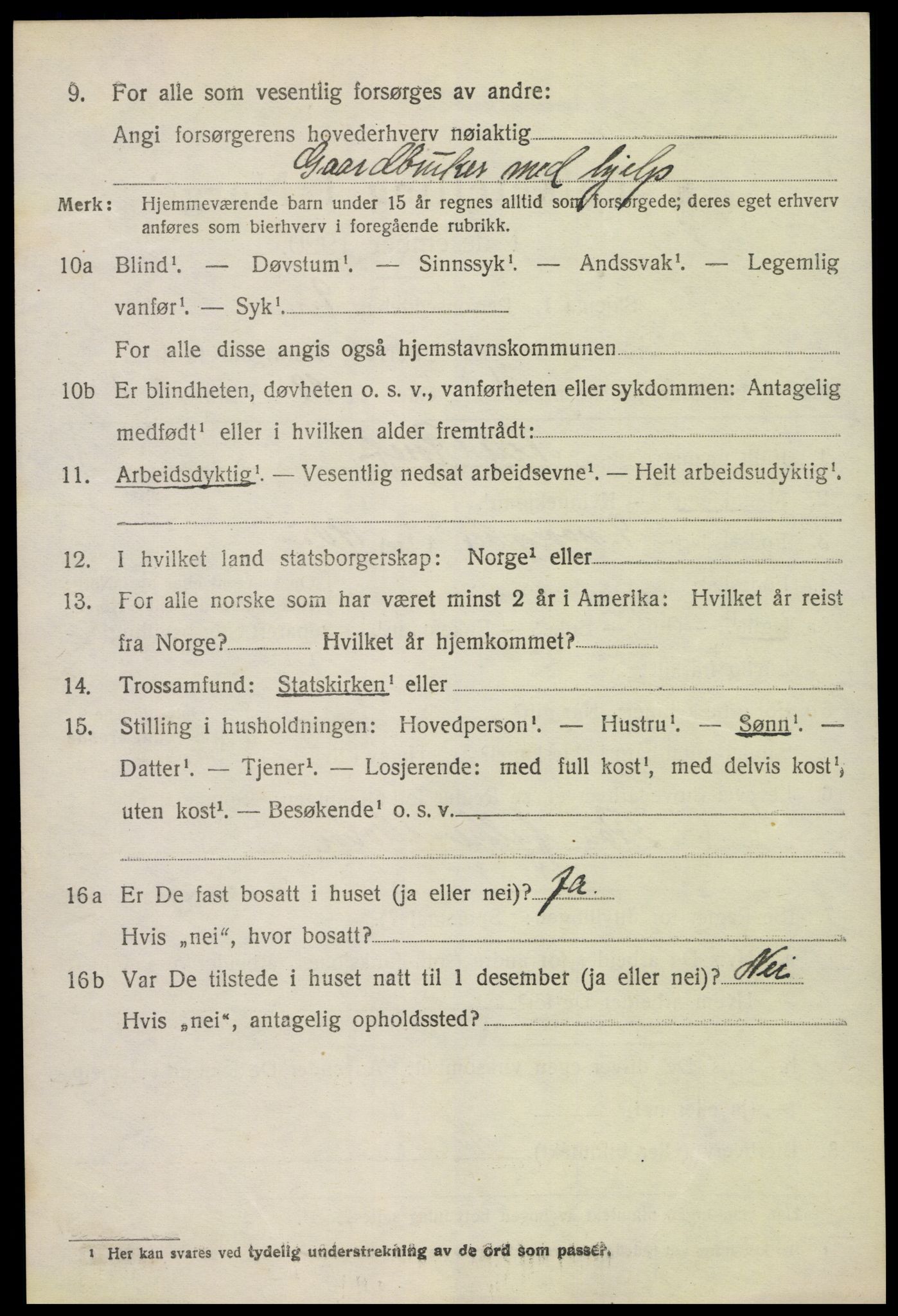 SAK, 1920 census for Mykland, 1920, p. 1339