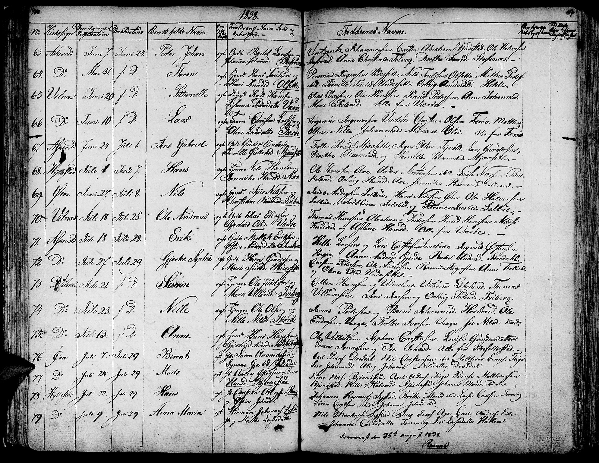 Askvoll sokneprestembete, AV/SAB-A-79501/H/Haa/Haaa/L0010: Parish register (official) no. A 10, 1821-1844, p. 168-169