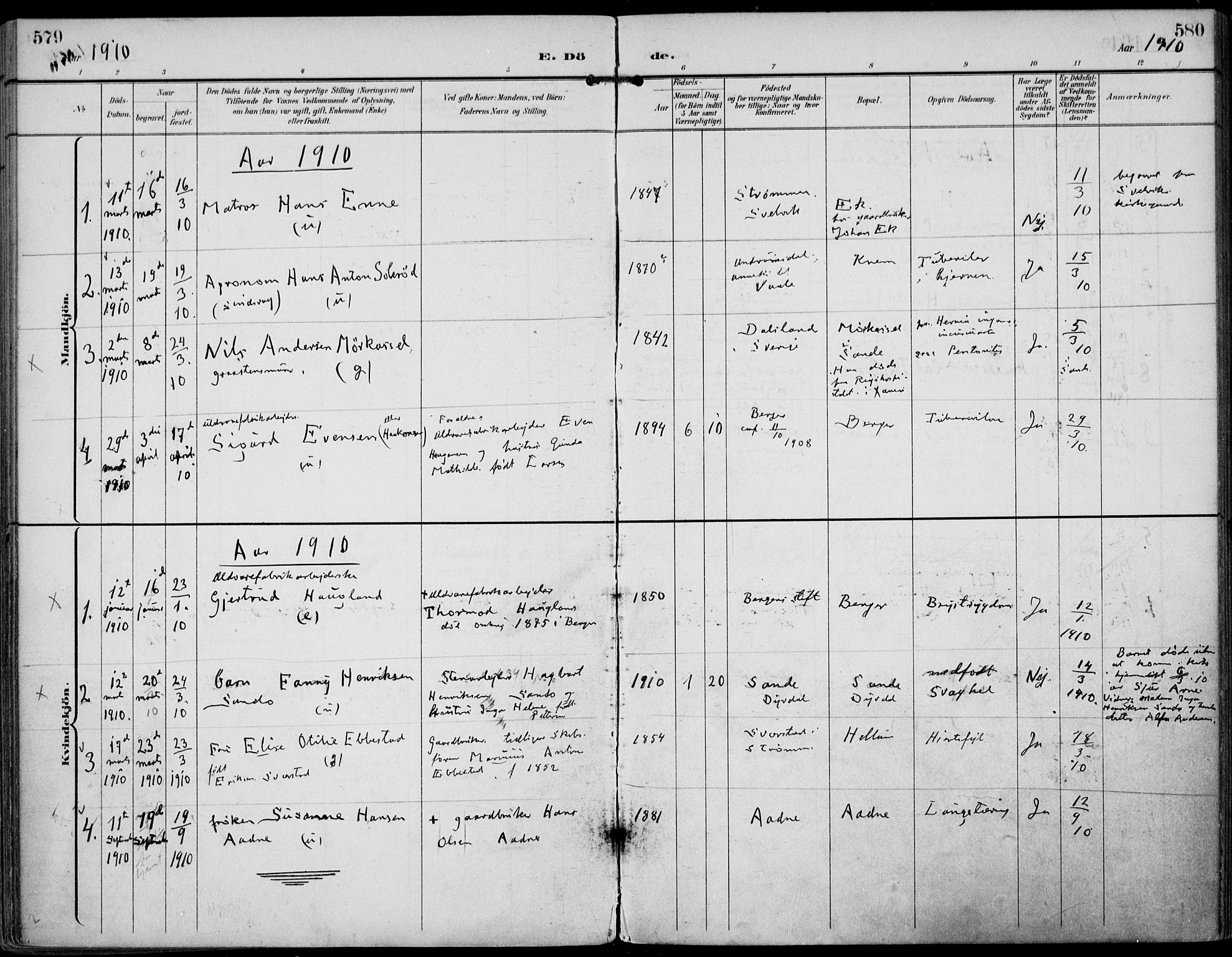 Strømm kirkebøker, AV/SAKO-A-322/F/Fa/L0005: Parish register (official) no. I 5, 1898-1919, p. 579-580