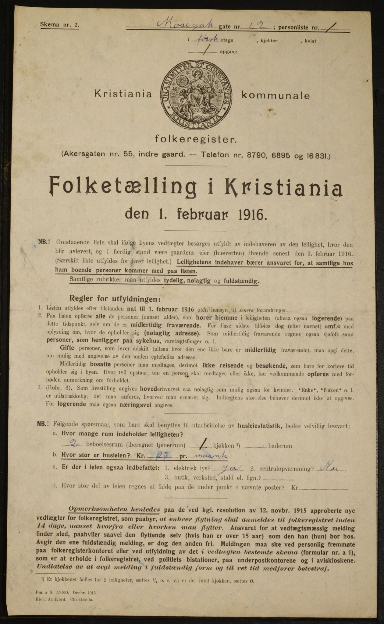 OBA, Municipal Census 1916 for Kristiania, 1916, p. 67560