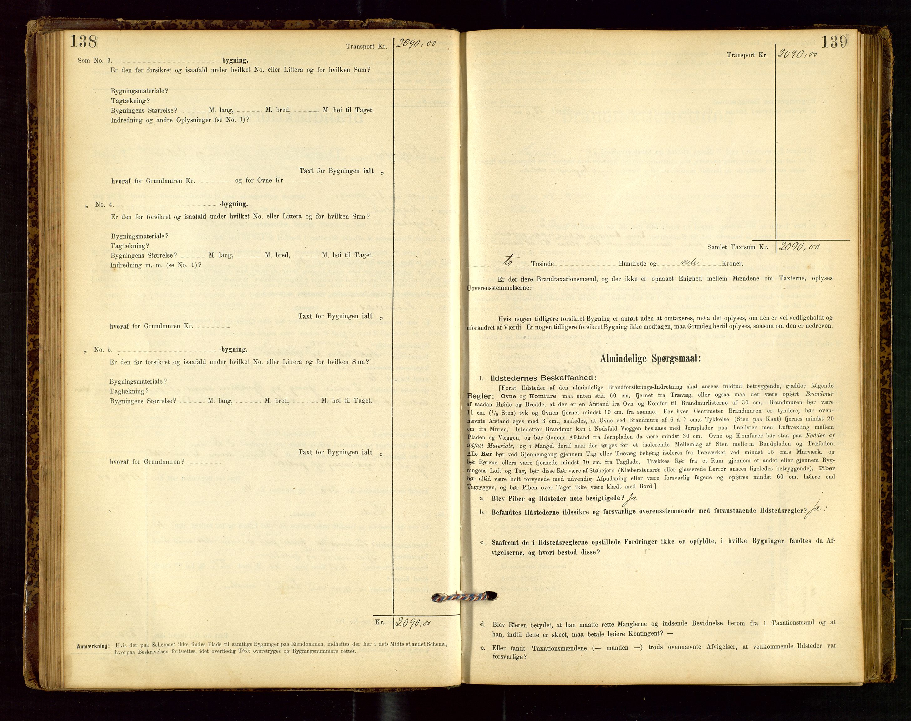 Heskestad lensmannskontor, SAST/A-100304/Gob/L0001: "Brandtaxationsprotokol", 1894-1915, p. 138-139