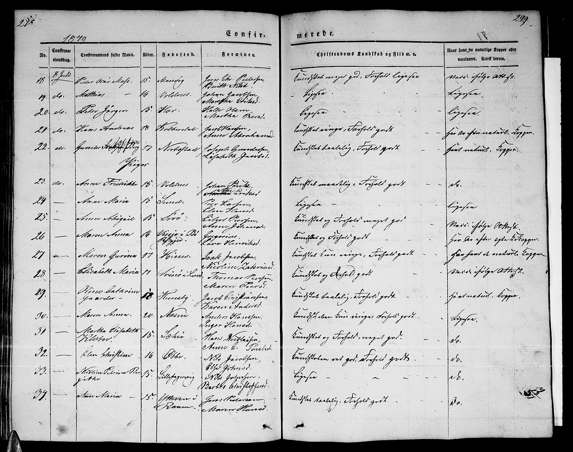 Ministerialprotokoller, klokkerbøker og fødselsregistre - Nordland, AV/SAT-A-1459/838/L0555: Parish register (copy) no. 838C02, 1842-1861, p. 278-279