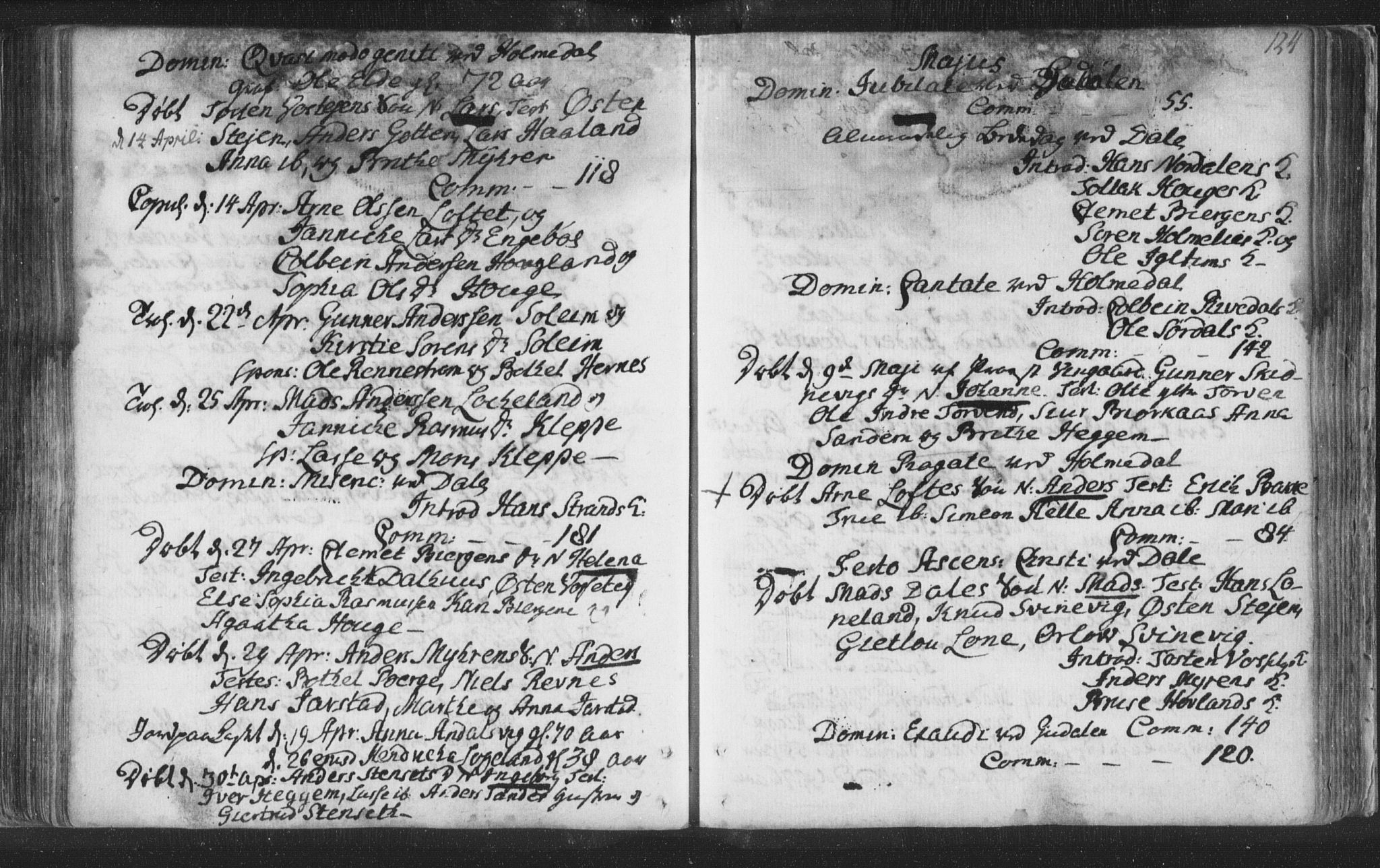 Fjaler sokneprestembete, AV/SAB-A-79801/H/Haa/Haaa/L0002: Parish register (official) no. A 2, 1779-1798, p. 124