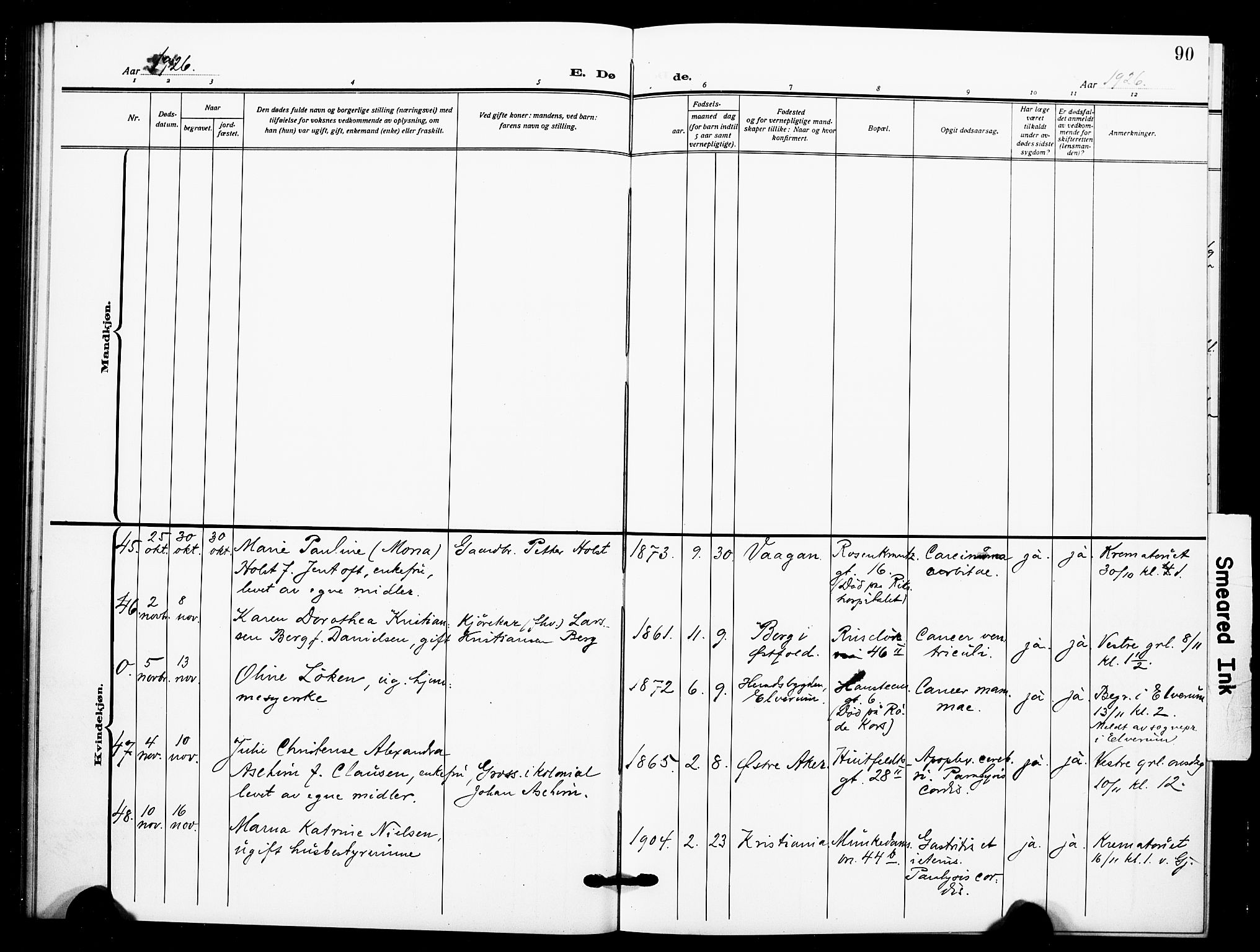 Johannes prestekontor Kirkebøker, AV/SAO-A-10852/F/Fa/L0012: Parish register (official) no. 12, 1918-1930, p. 90