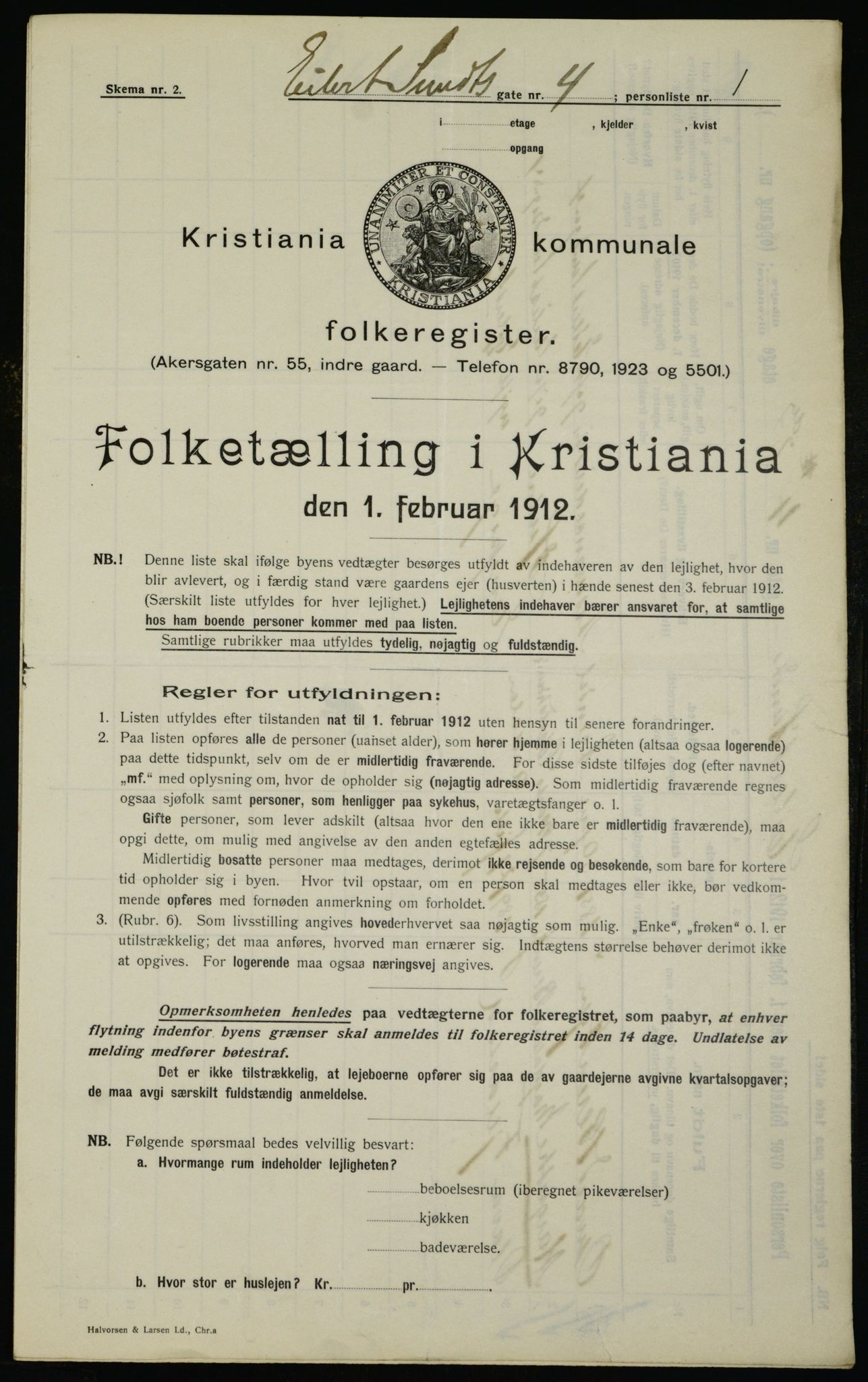 OBA, Municipal Census 1912 for Kristiania, 1912, p. 18912