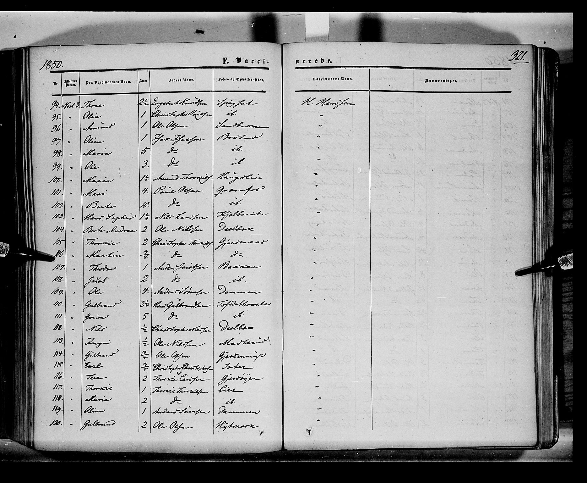 Sør-Odal prestekontor, SAH/PREST-030/H/Ha/Haa/L0001: Parish register (official) no. 1, 1849-1859, p. 321