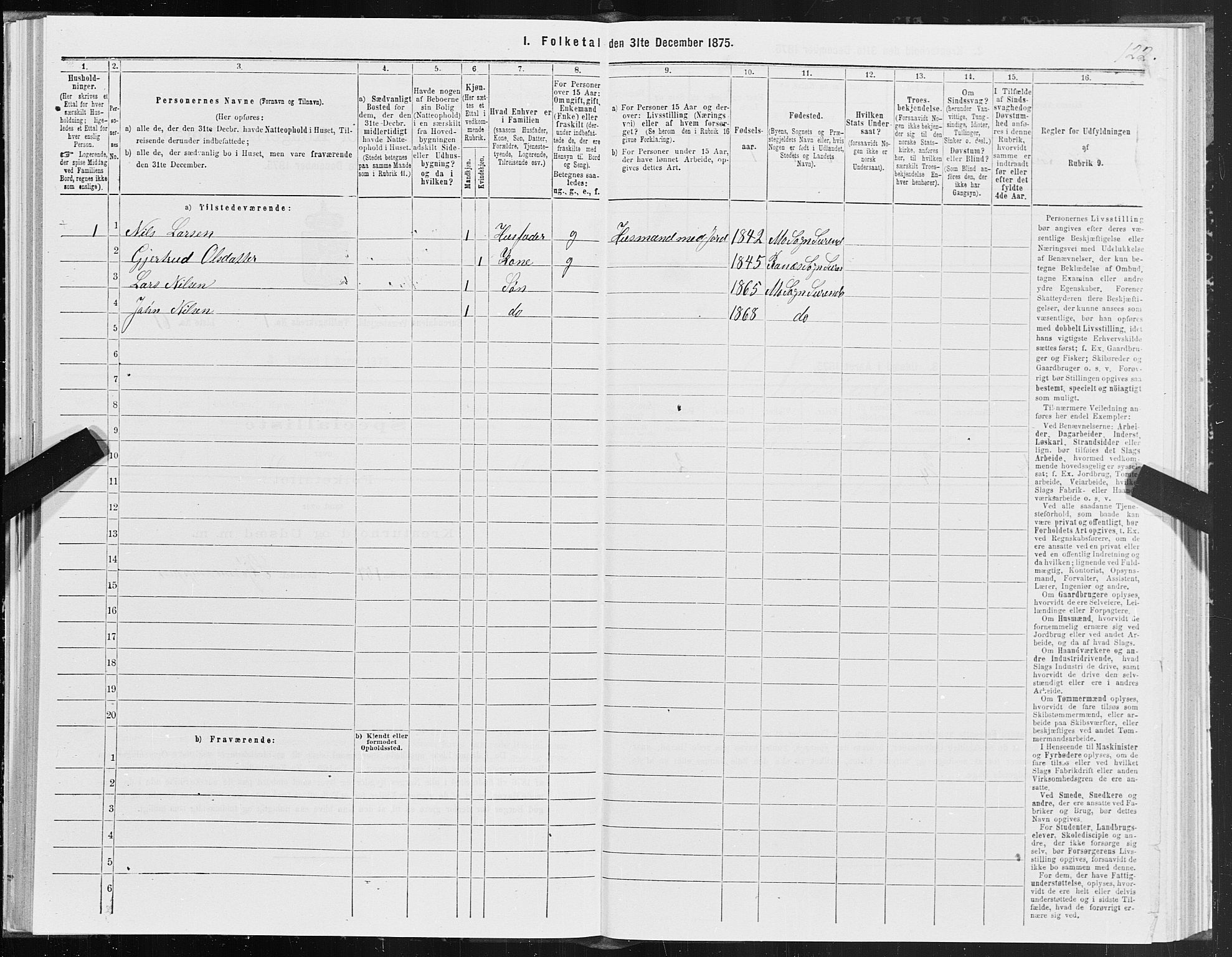 SAT, 1875 census for 1566P Surnadal, 1875, p. 1122