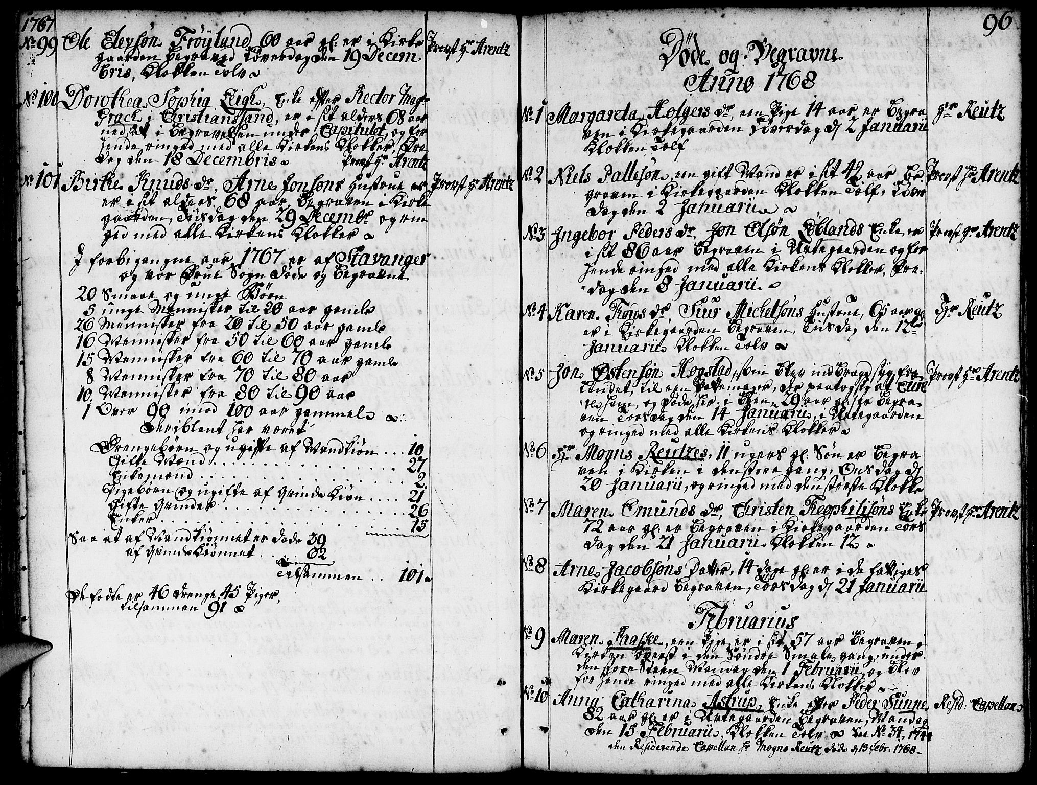 Domkirken sokneprestkontor, SAST/A-101812/001/30/30BA/L0005: Parish register (official) no. A 5, 1744-1788, p. 96