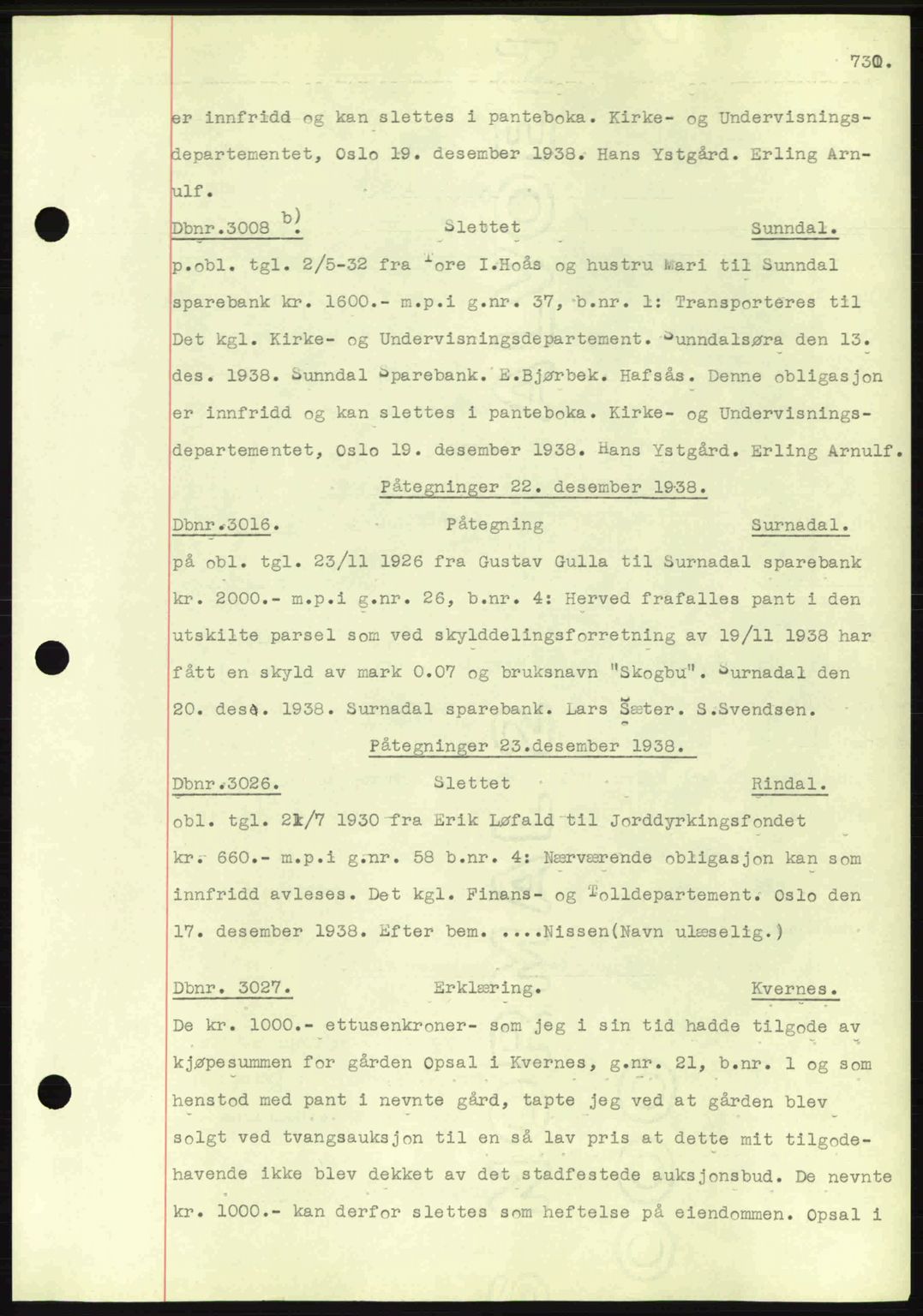 Nordmøre sorenskriveri, AV/SAT-A-4132/1/2/2Ca: Mortgage book no. C80, 1936-1939, Diary no: : 3008/1938