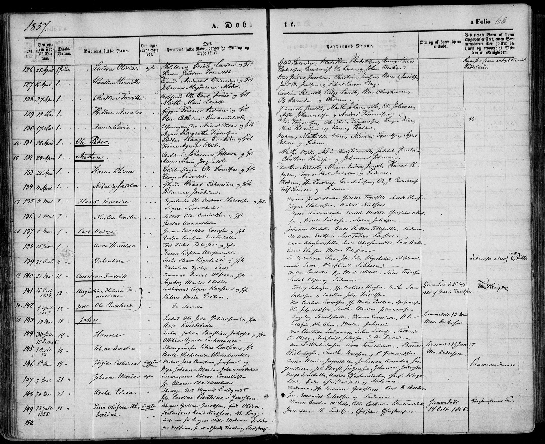 Kristiansand domprosti, SAK/1112-0006/F/Fa/L0014: Parish register (official) no. A 14, 1852-1867, p. 66