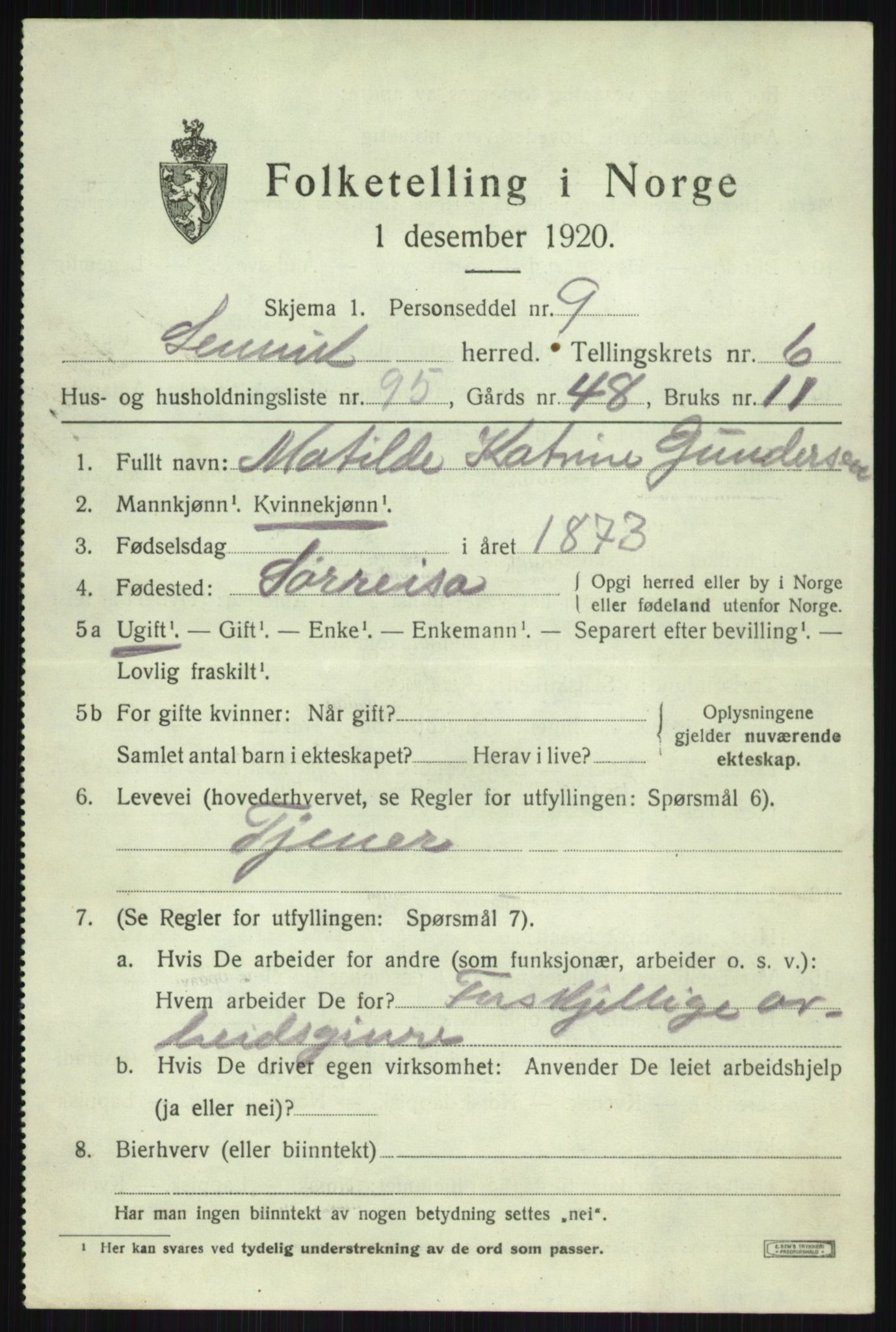 SATØ, 1920 census for Lenvik, 1920, p. 9248