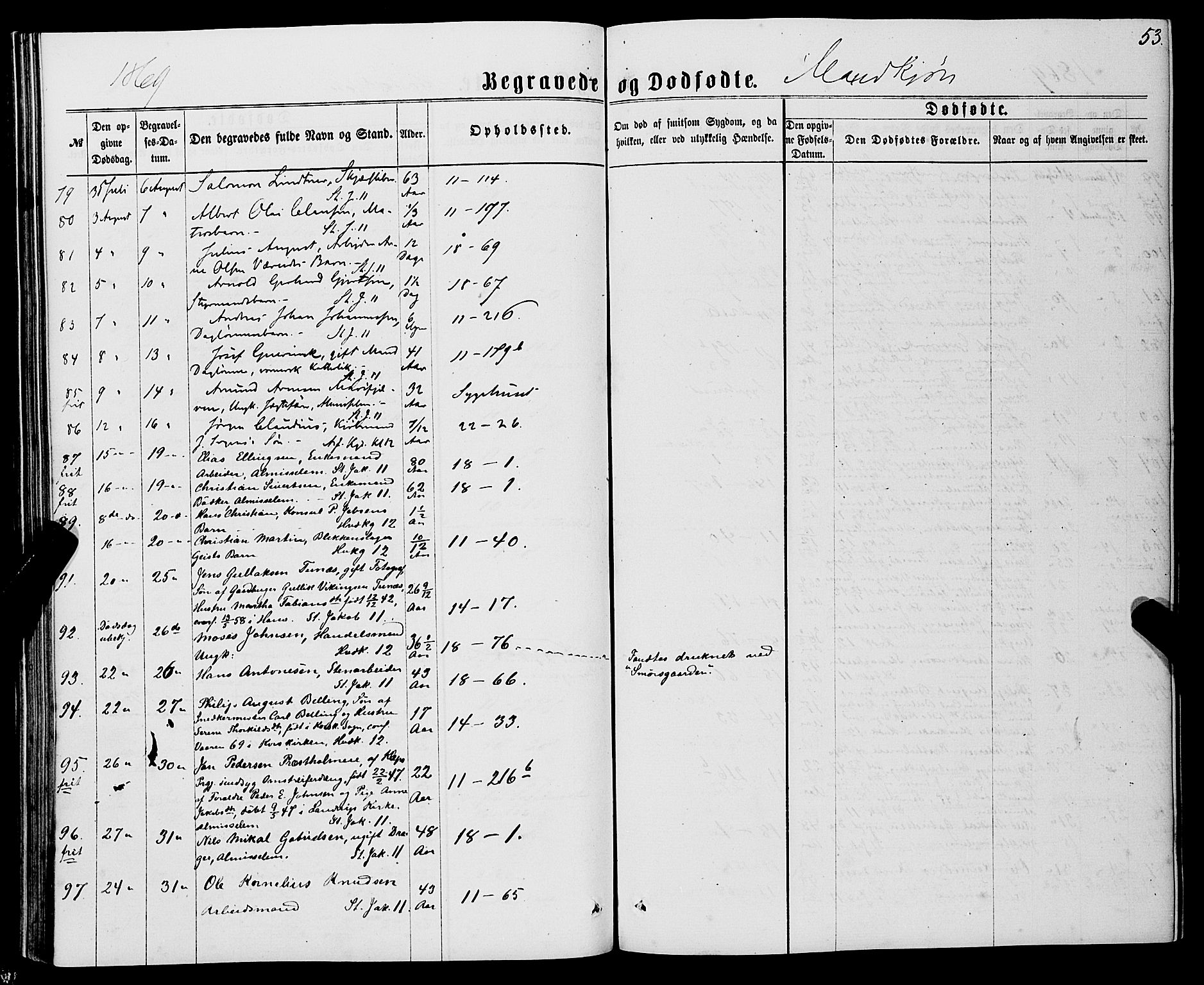 Domkirken sokneprestembete, AV/SAB-A-74801/H/Haa/L0042: Parish register (official) no. E 3, 1863-1876, p. 53