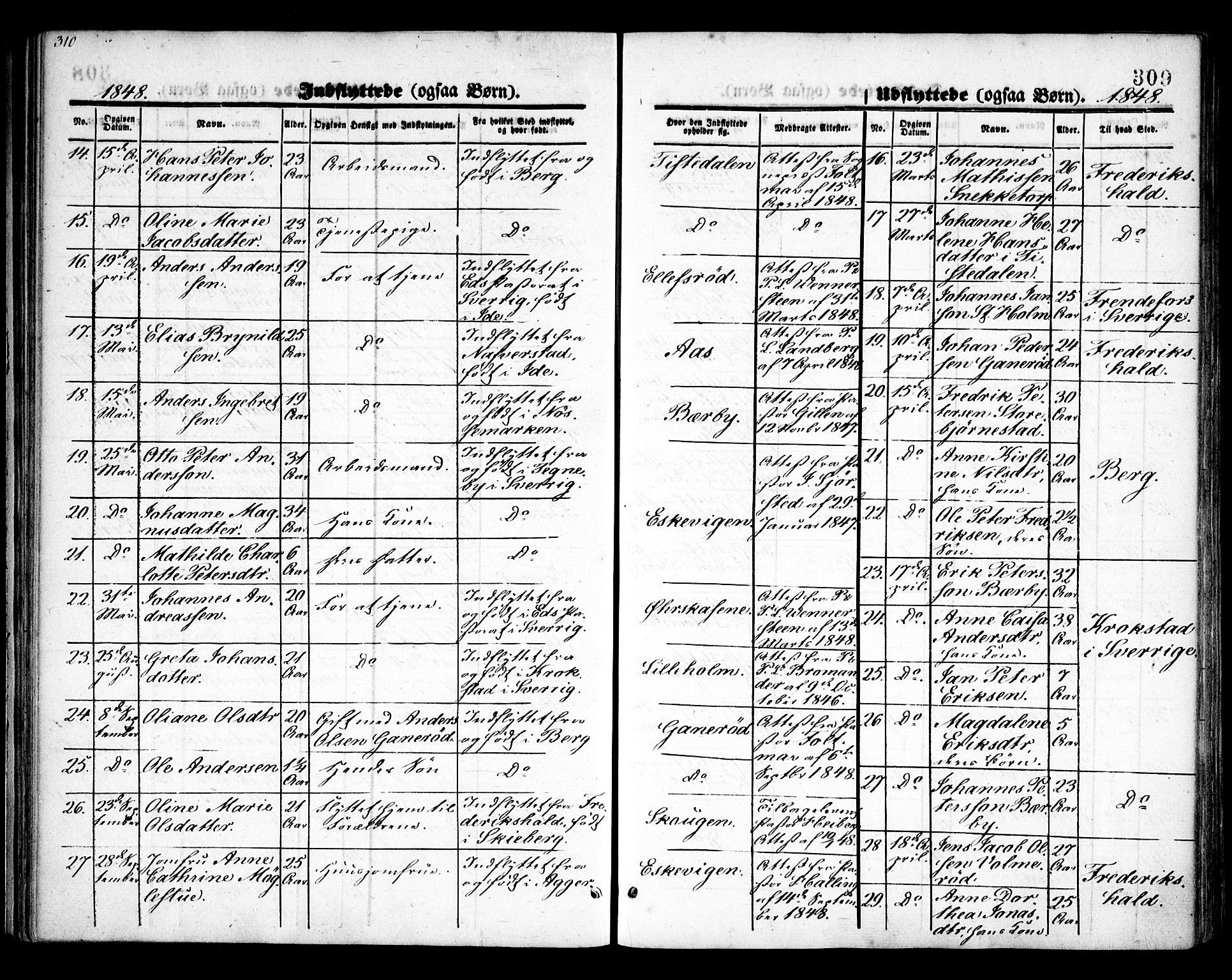 Idd prestekontor Kirkebøker, SAO/A-10911/F/Fc/L0004b: Parish register (official) no. III 4B, 1848-1860, p. 309