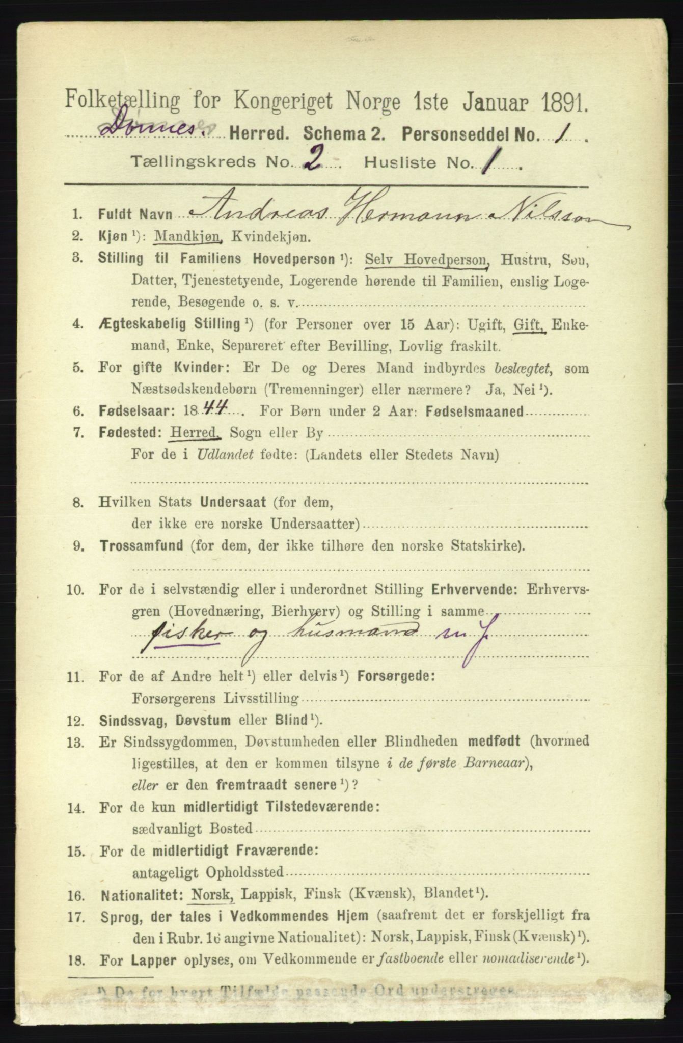 RA, 1891 census for 1827 Dønnes, 1891, p. 697