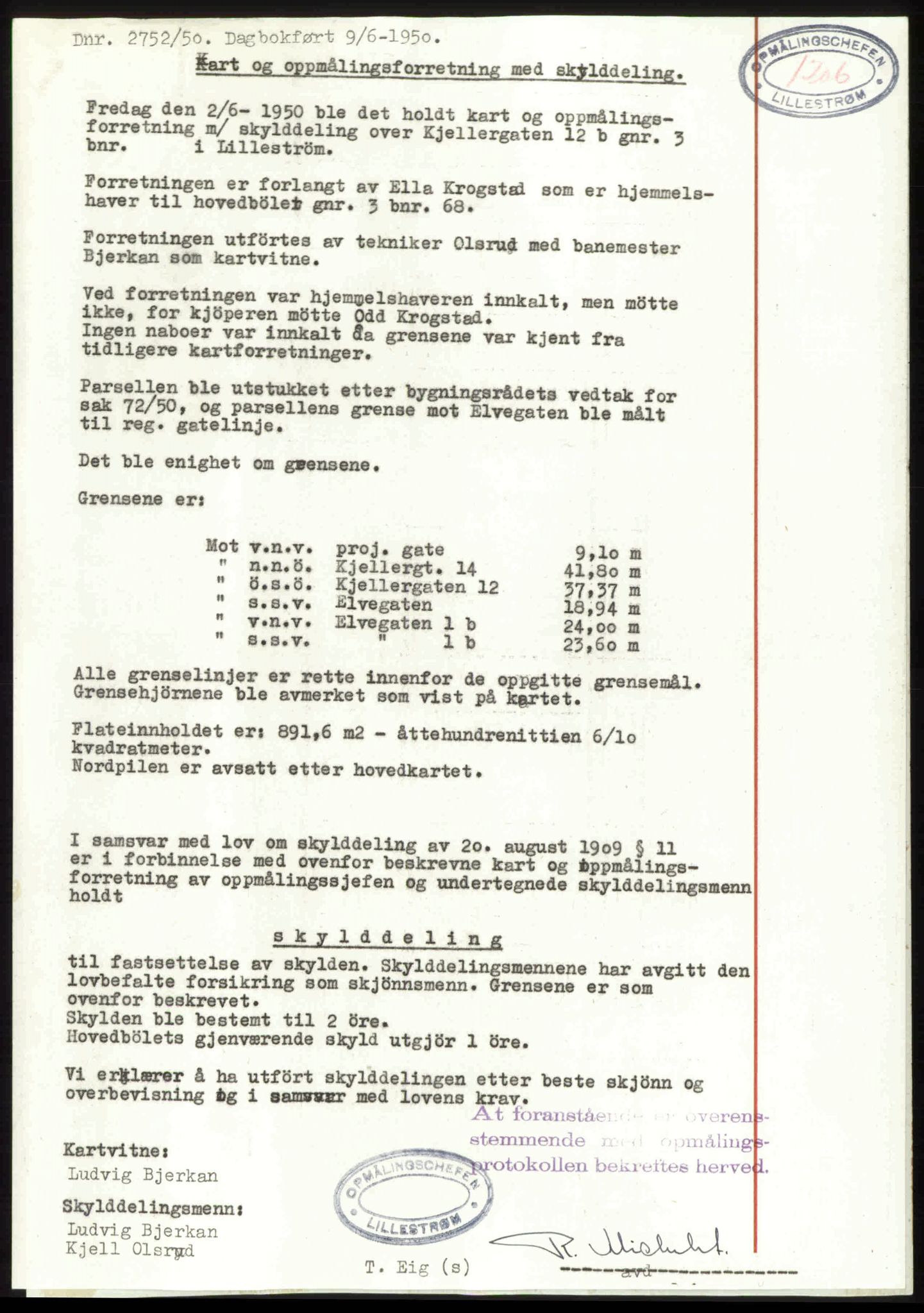 Nedre Romerike sorenskriveri, SAO/A-10469/G/Gb/Gbd/L0030: Mortgage book no. 30, 1950-1950, Diary no: : 2752/1950