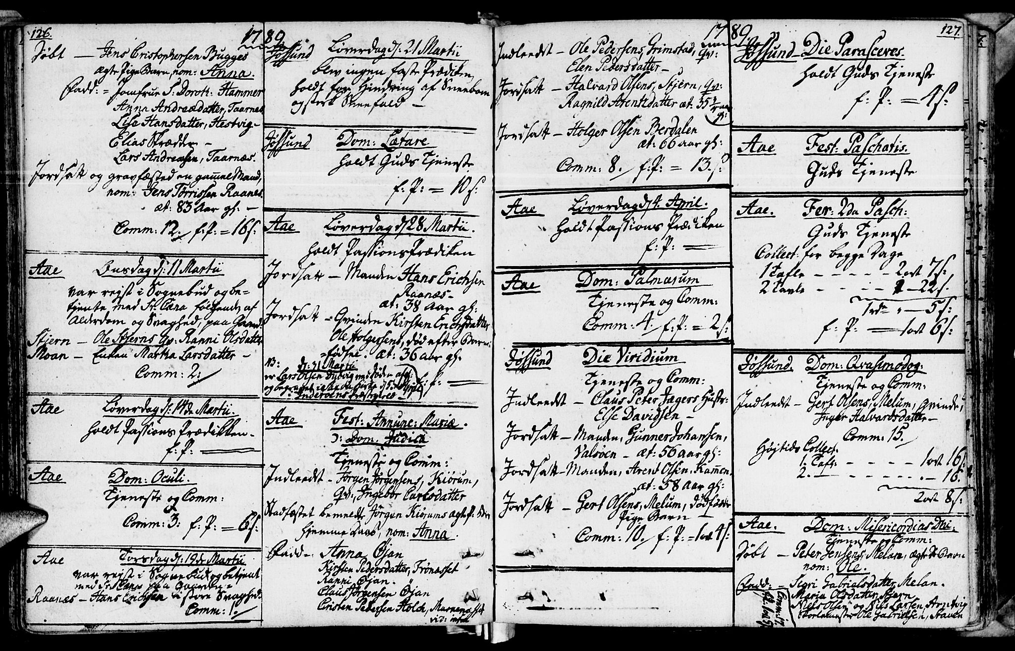 Ministerialprotokoller, klokkerbøker og fødselsregistre - Sør-Trøndelag, SAT/A-1456/655/L0673: Parish register (official) no. 655A02, 1780-1801, p. 126-127