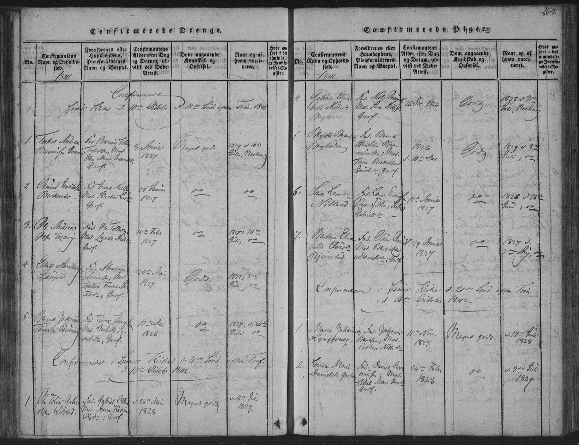 Herad sokneprestkontor, SAK/1111-0018/F/Fa/Fab/L0002: Parish register (official) no. A 2, 1816-1844, p. 264
