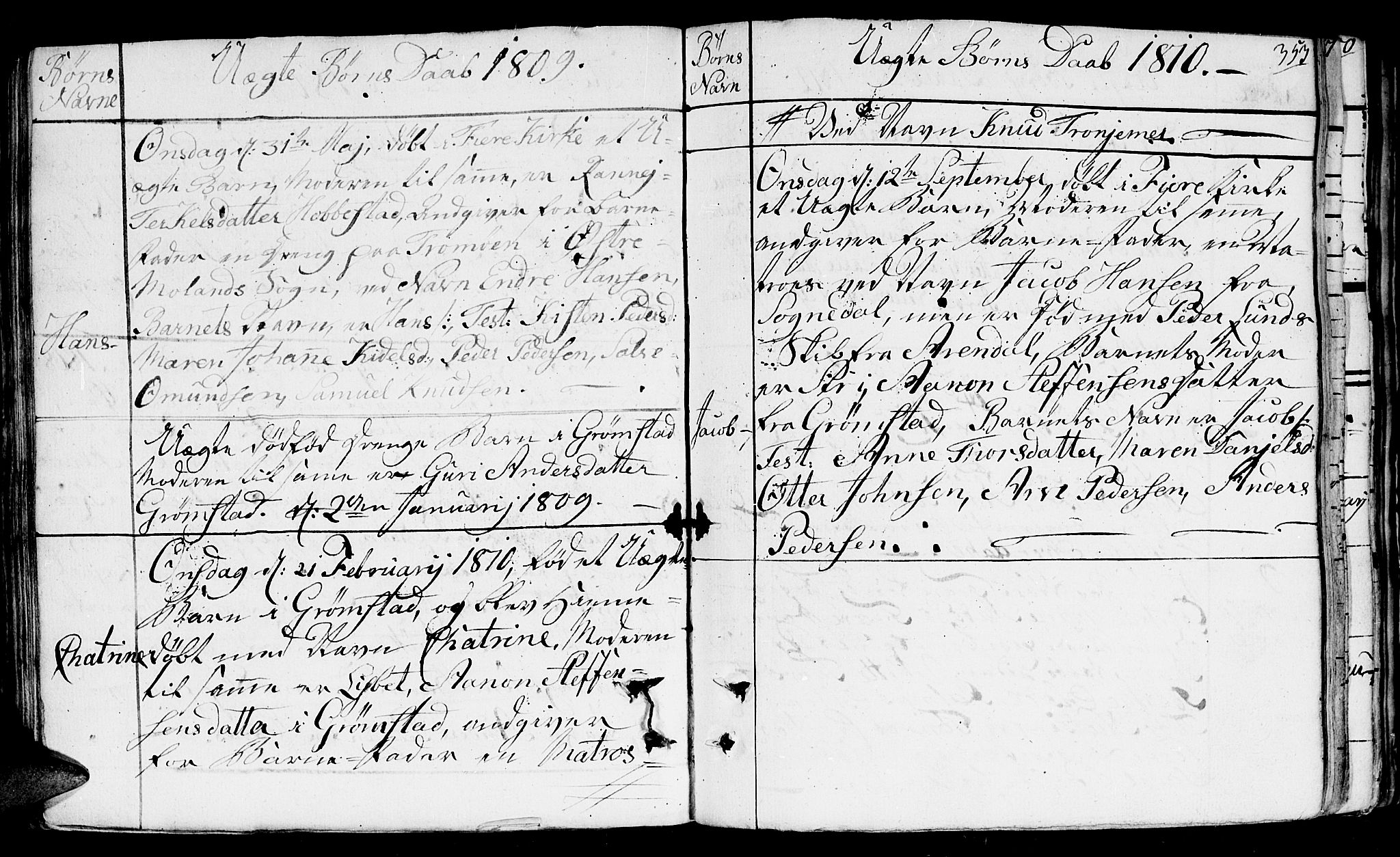 Fjære sokneprestkontor, SAK/1111-0011/F/Fb/L0006: Parish register (copy) no. B 6, 1803-1817, p. 353