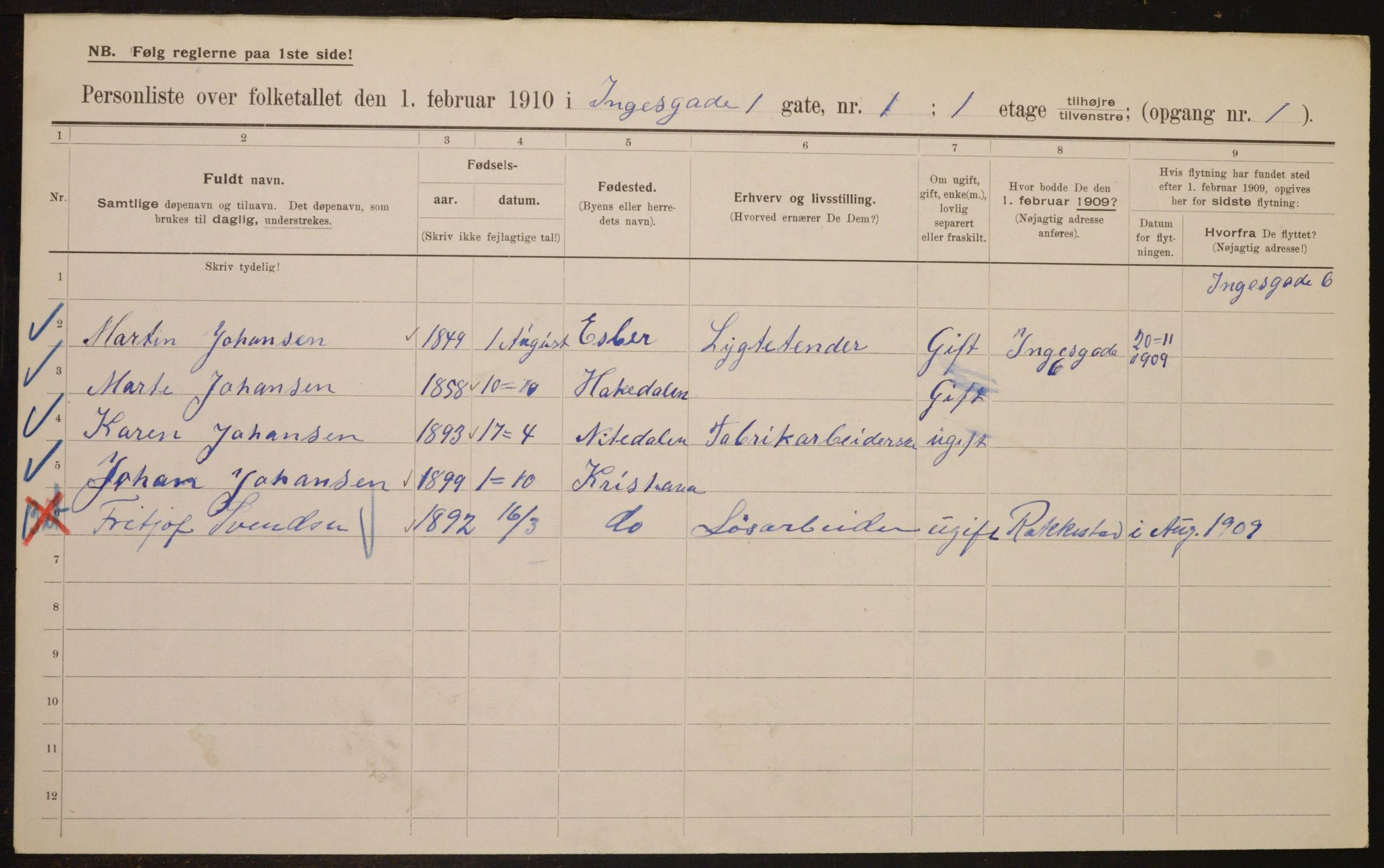 OBA, Municipal Census 1910 for Kristiania, 1910, p. 42942