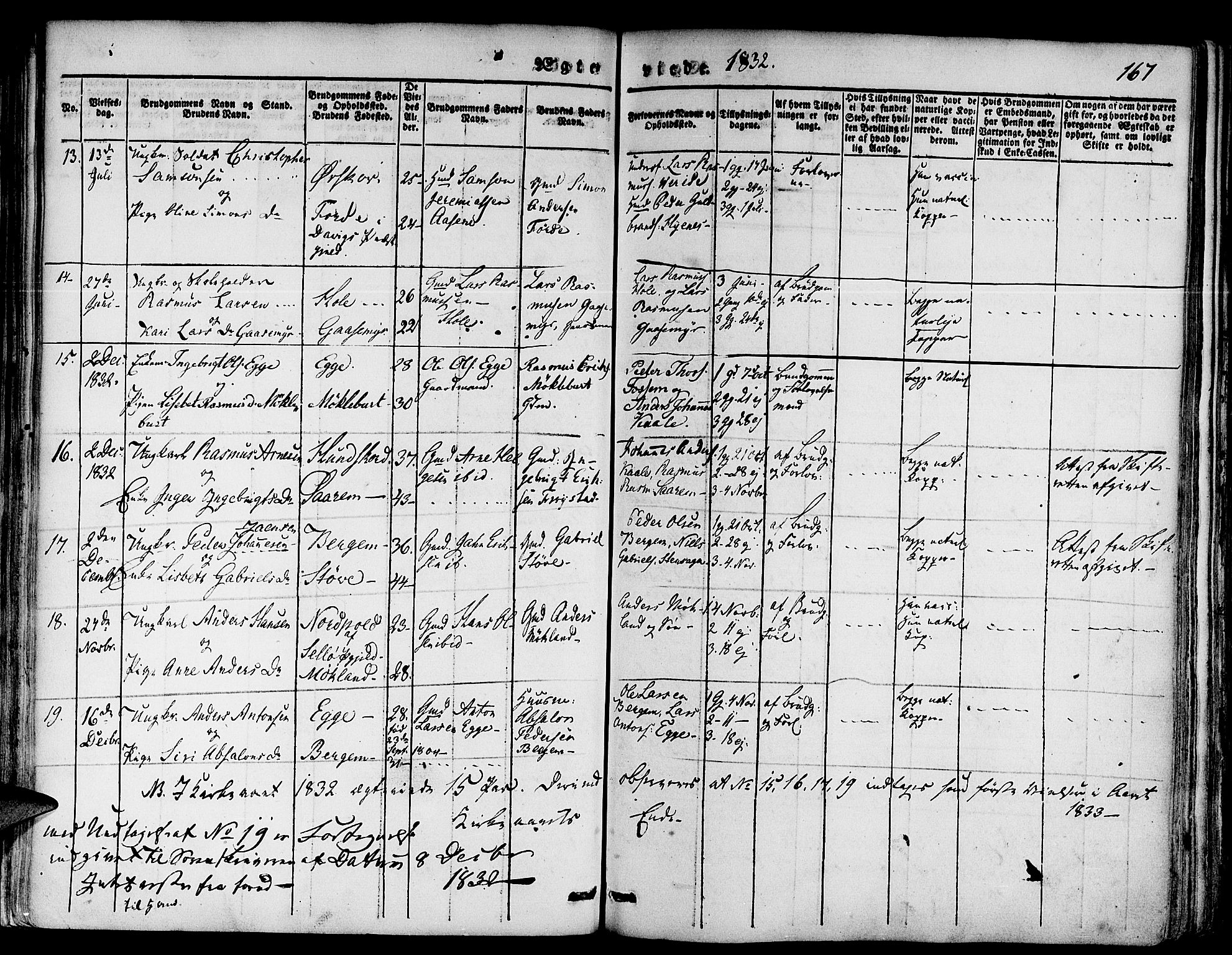 Gloppen sokneprestembete, SAB/A-80101/H/Haa/Haaa/L0007: Parish register (official) no. A 7, 1827-1837, p. 167