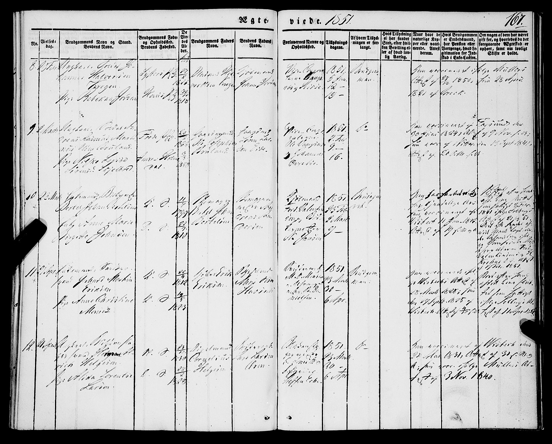 Korskirken sokneprestembete, AV/SAB-A-76101/H/Haa/L0034: Parish register (official) no. D 1, 1832-1852, p. 167