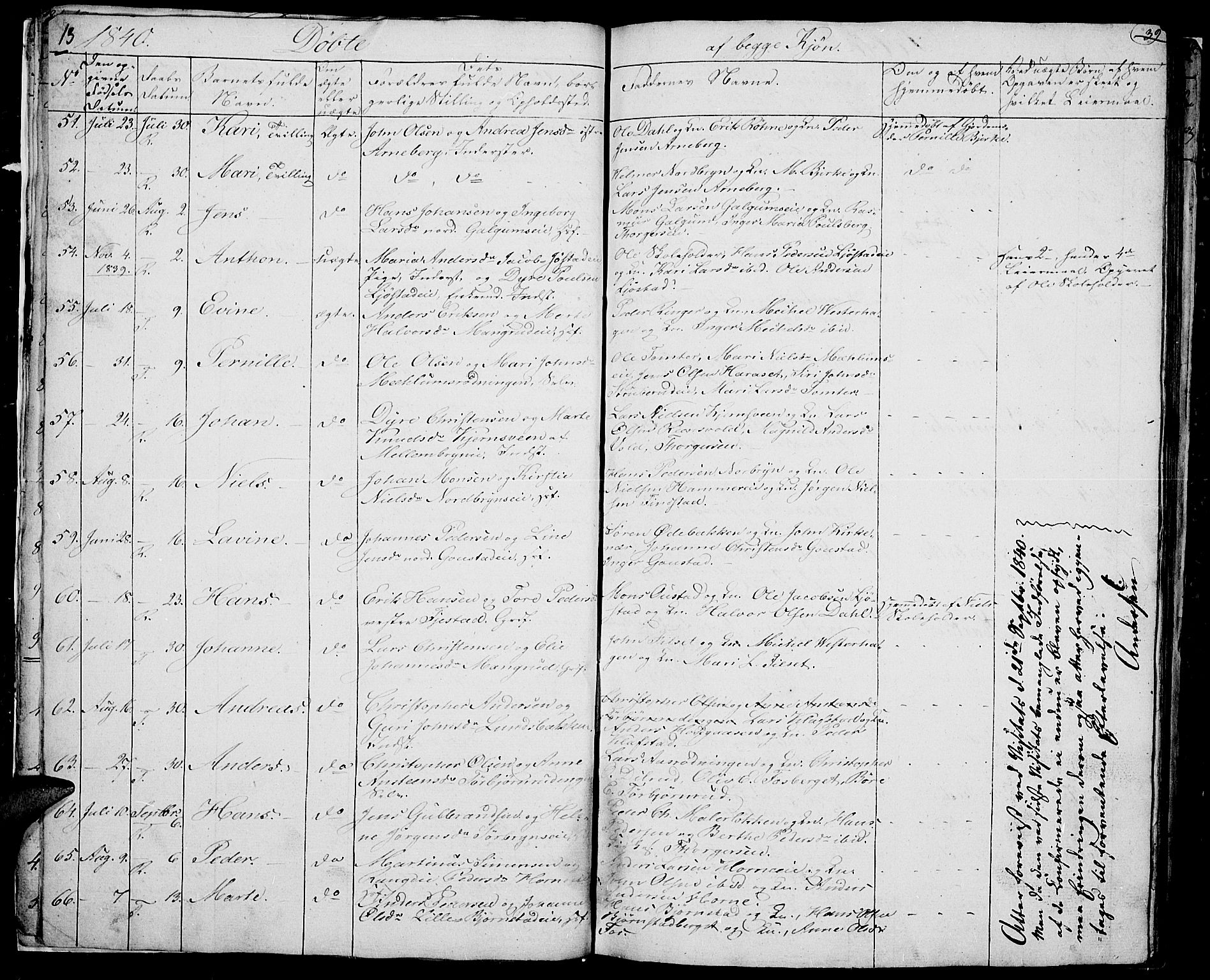 Romedal prestekontor, AV/SAH-PREST-004/L/L0008: Parish register (copy) no. 8, 1837-1844, p. 13