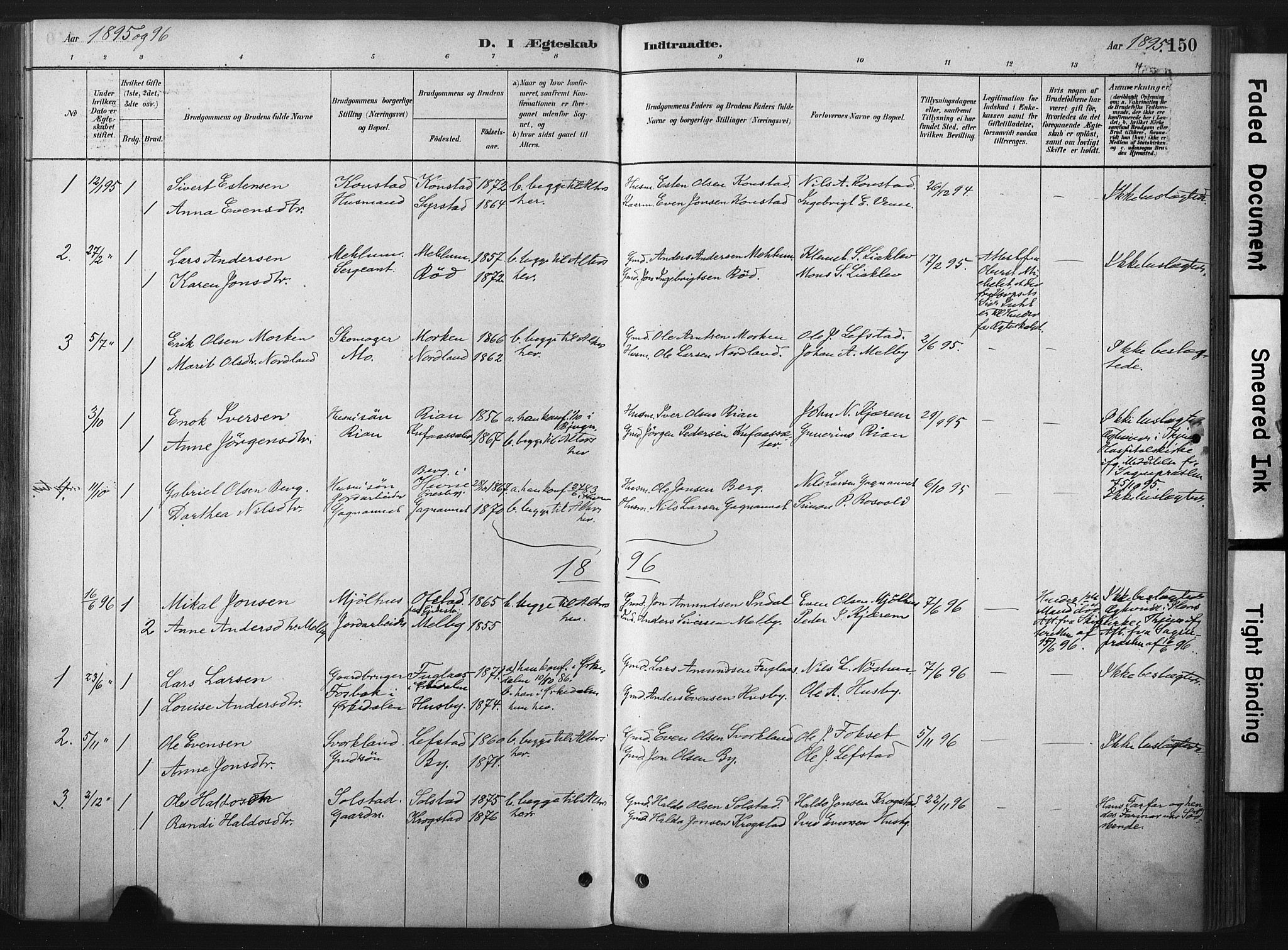 Ministerialprotokoller, klokkerbøker og fødselsregistre - Sør-Trøndelag, AV/SAT-A-1456/667/L0795: Parish register (official) no. 667A03, 1879-1907, p. 150