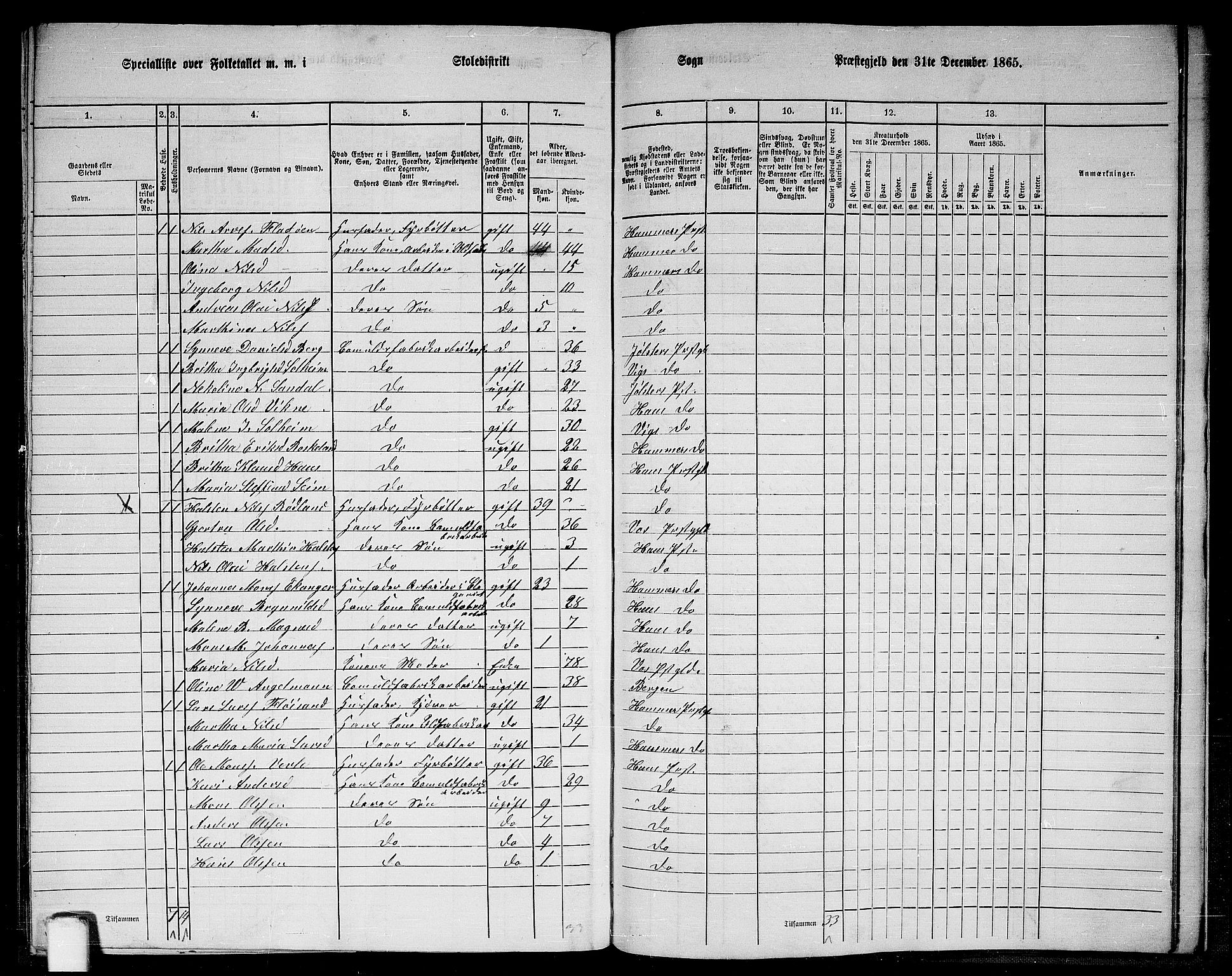 RA, 1865 census for Haus, 1865, p. 253