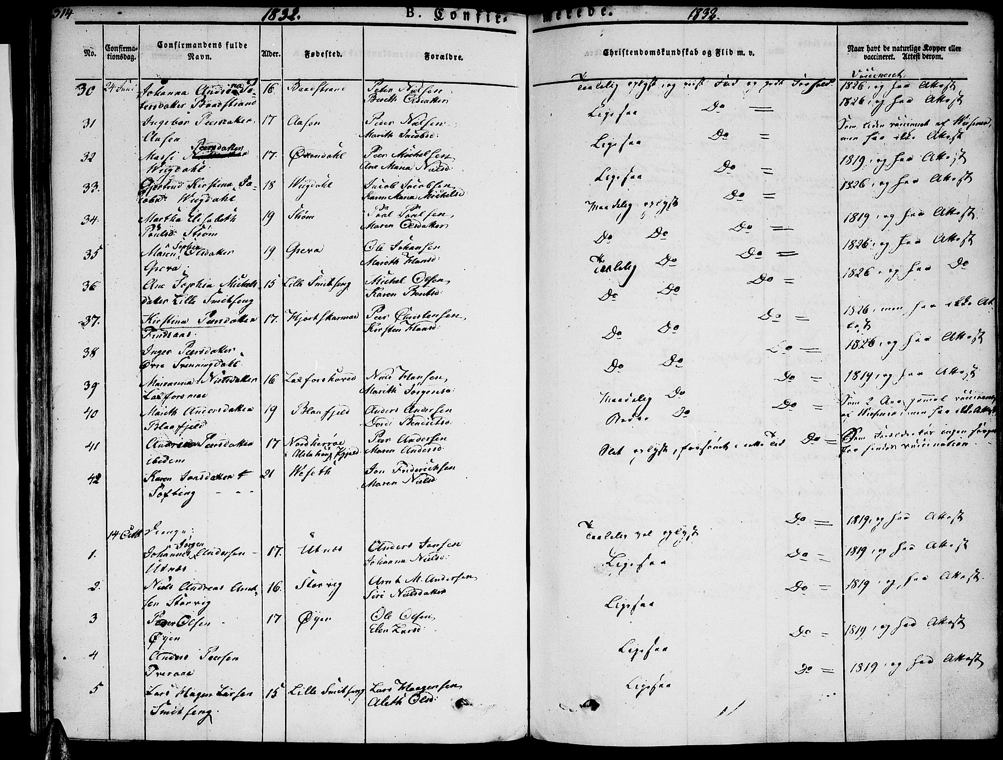 Ministerialprotokoller, klokkerbøker og fødselsregistre - Nordland, AV/SAT-A-1459/820/L0289: Parish register (official) no. 820A10, 1826-1845, p. 314