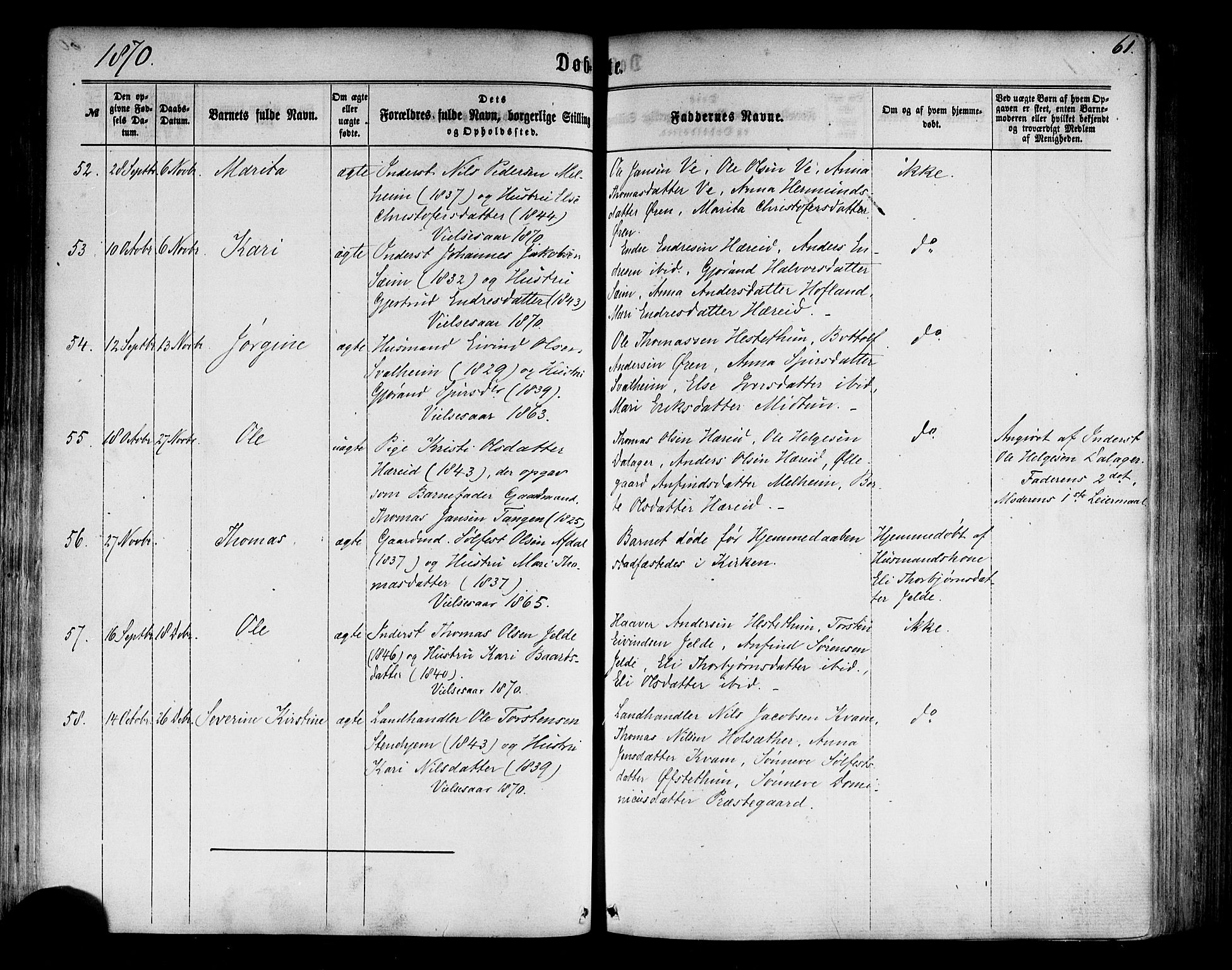Årdal sokneprestembete, SAB/A-81701: Parish register (official) no. A 3, 1863-1886, p. 61