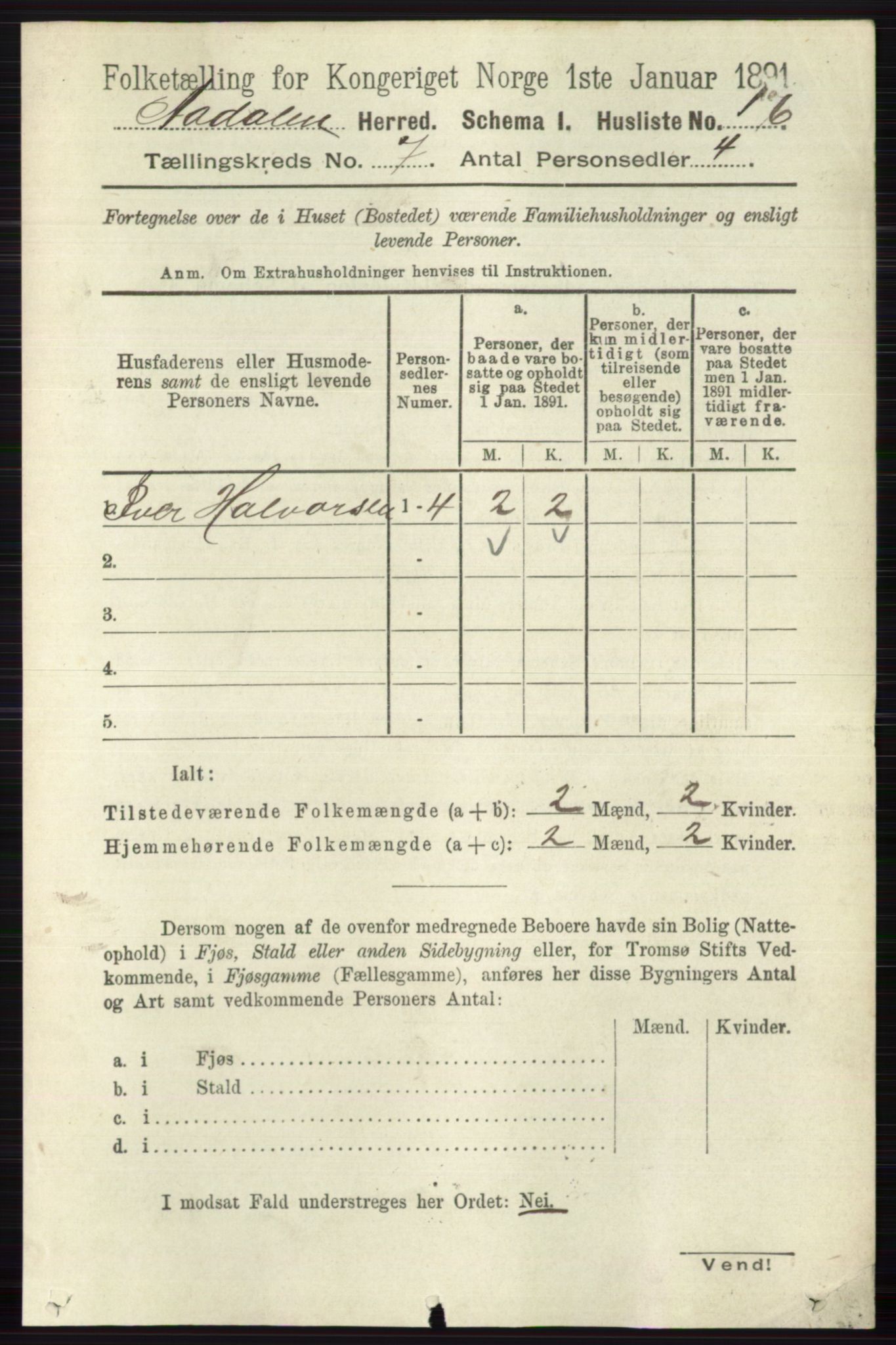 RA, 1891 census for 0614 Ådal, 1891, p. 3027