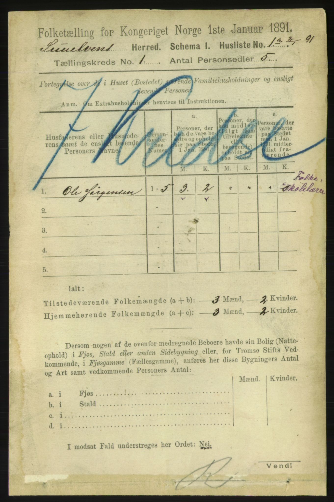 RA, 1891 census for 1523 Sunnylven, 1891, p. 20