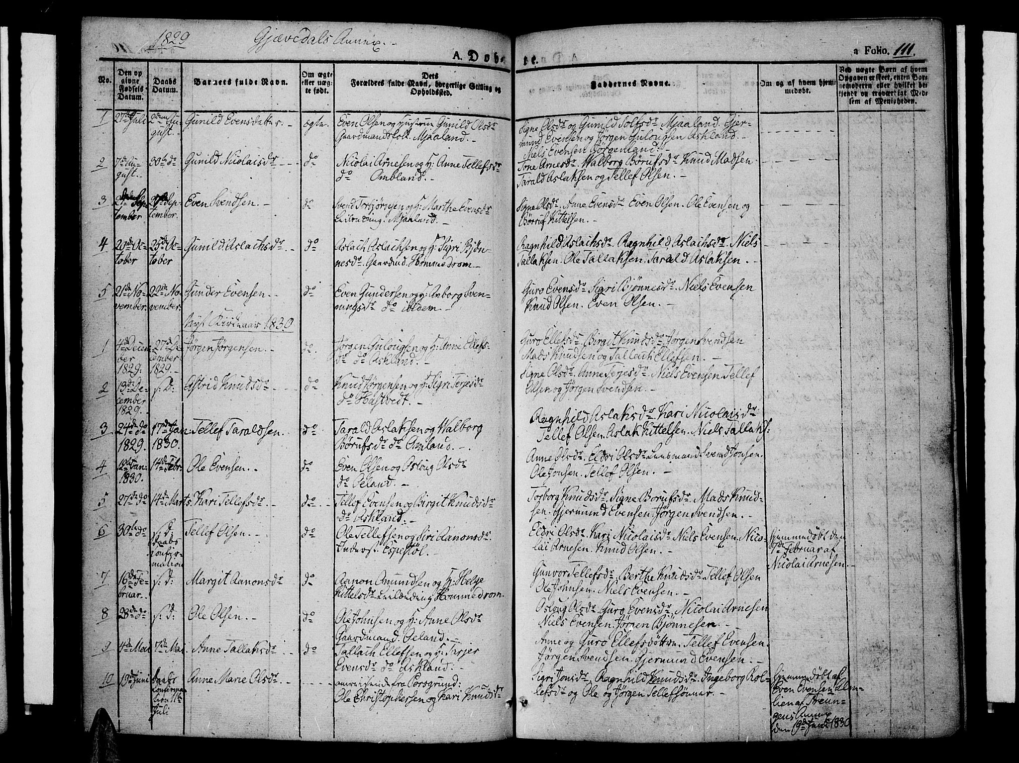 Åmli sokneprestkontor, SAK/1111-0050/F/Fa/Fac/L0007: Parish register (official) no. A 7 /3, 1829-1851, p. 111