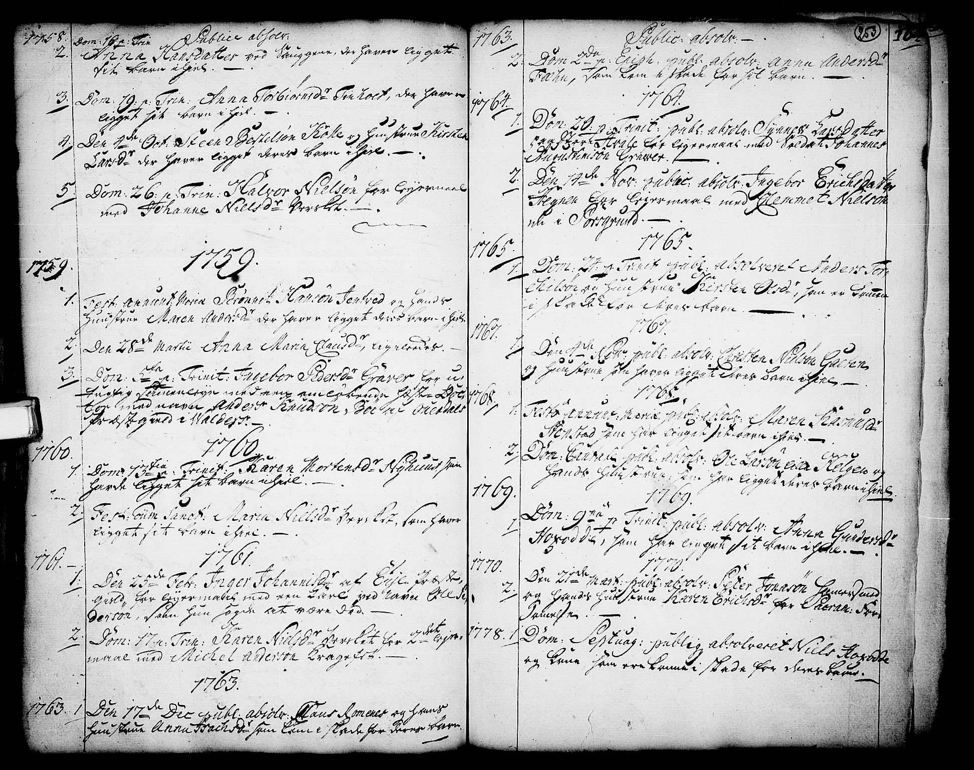 Holla kirkebøker, SAKO/A-272/F/Fa/L0001: Parish register (official) no. 1, 1717-1779, p. 253