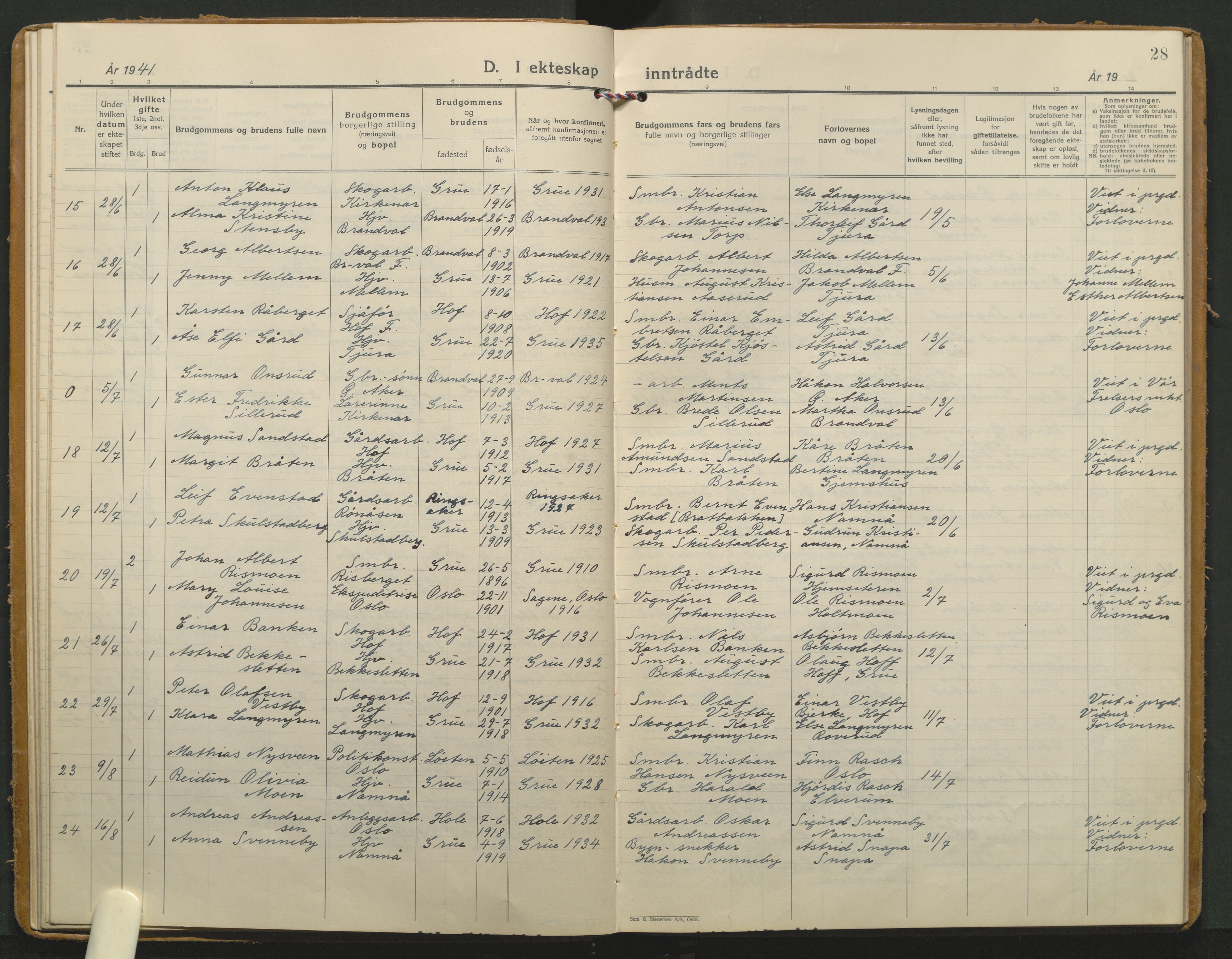 Grue prestekontor, AV/SAH-PREST-036/H/Ha/Haa/L0020: Parish register (official) no. 20, 1935-1946, p. 28