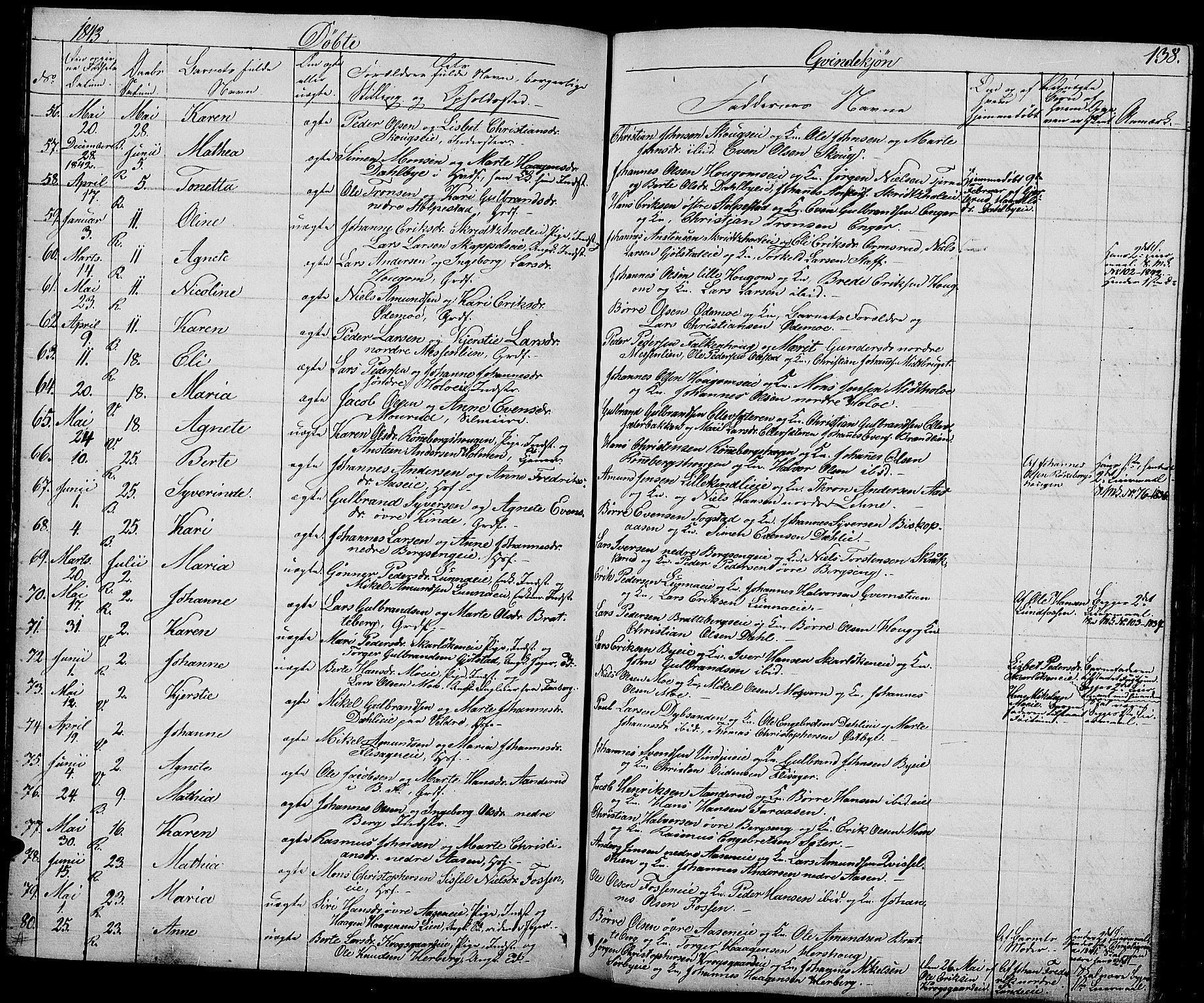 Ringsaker prestekontor, AV/SAH-PREST-014/L/La/L0005: Parish register (copy) no. 5, 1839-1850, p. 138