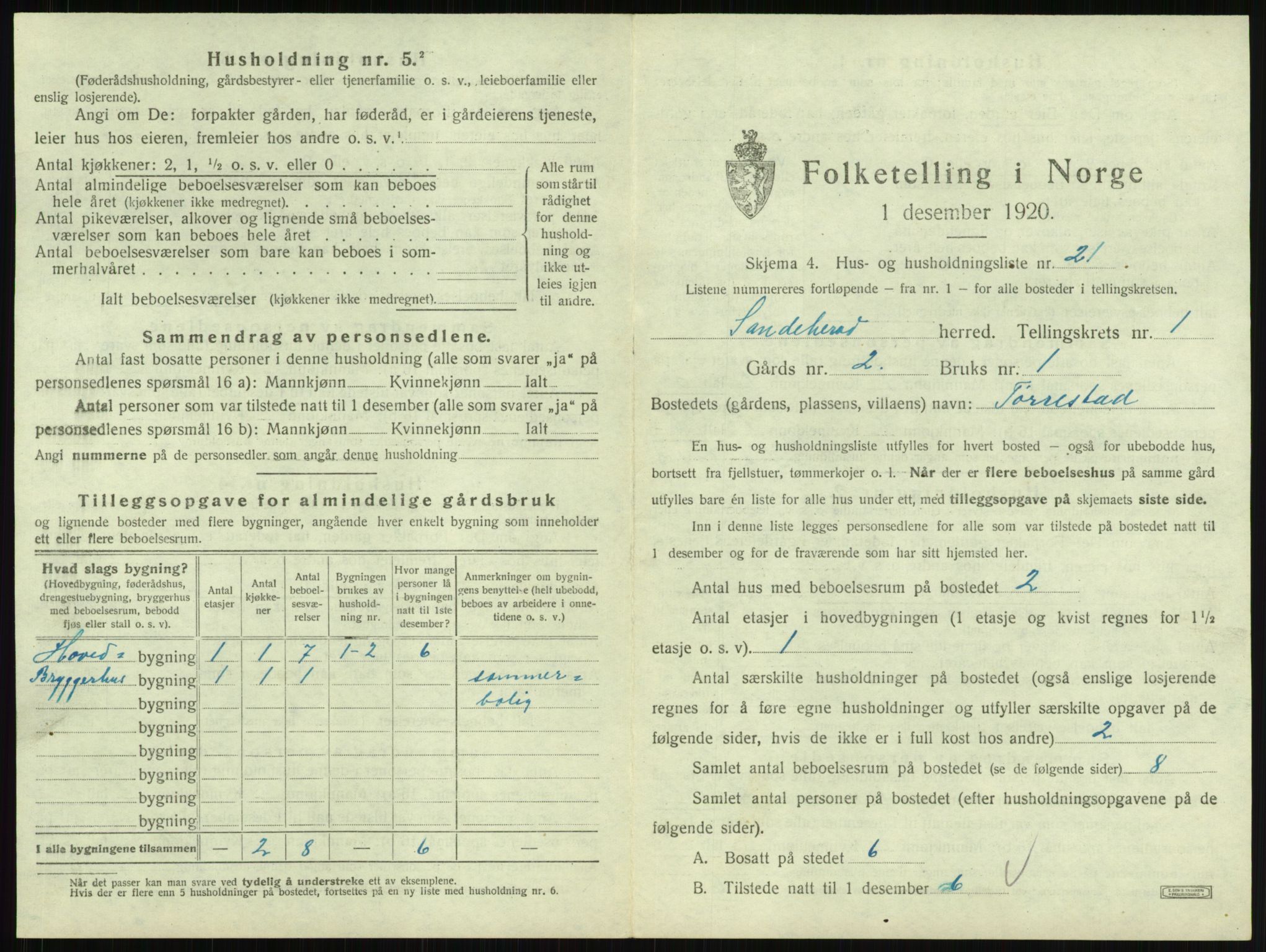 SAKO, 1920 census for Sandeherred, 1920, p. 119
