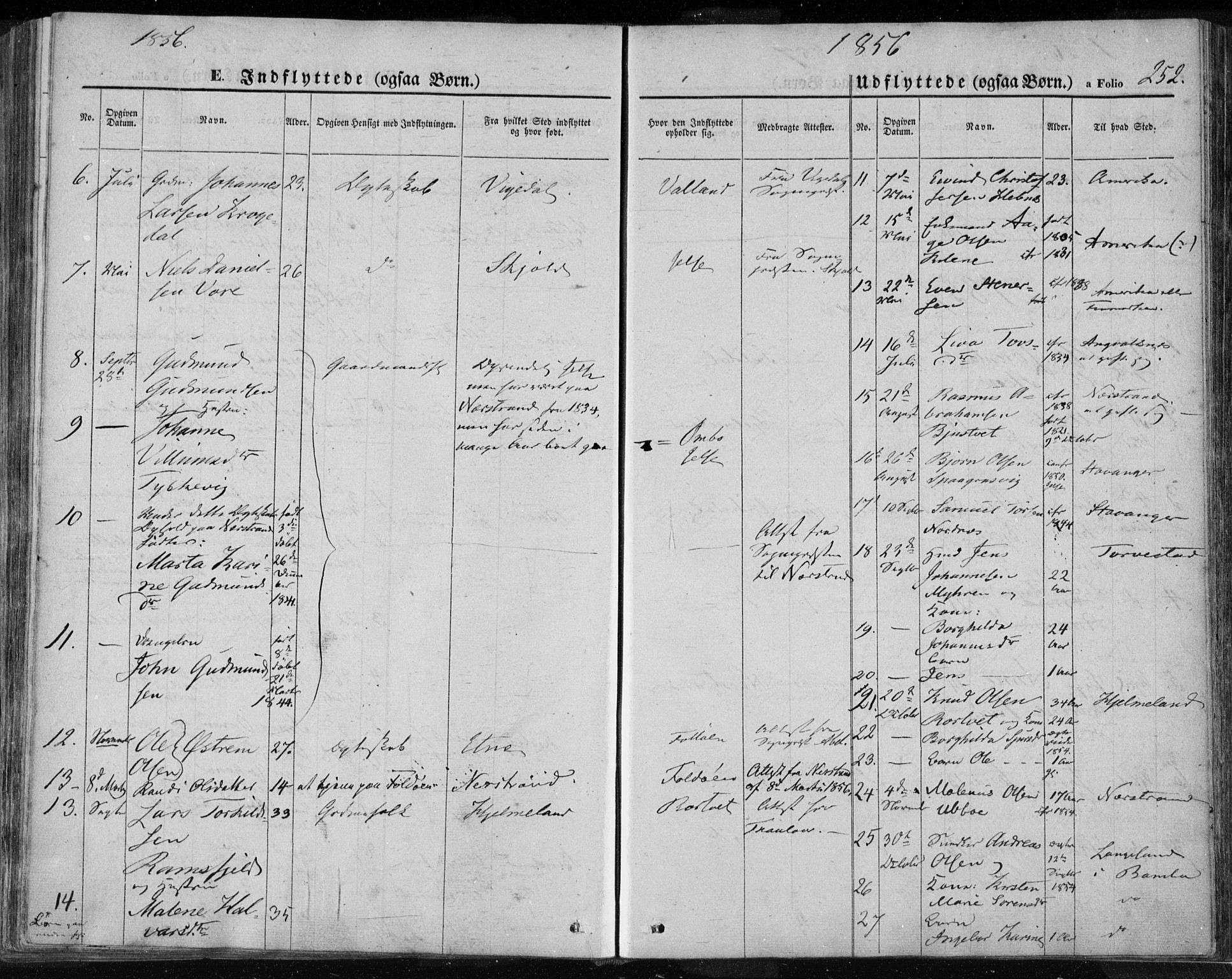 Jelsa sokneprestkontor, SAST/A-101842/01/IV: Parish register (official) no. A 7, 1854-1866, p. 252