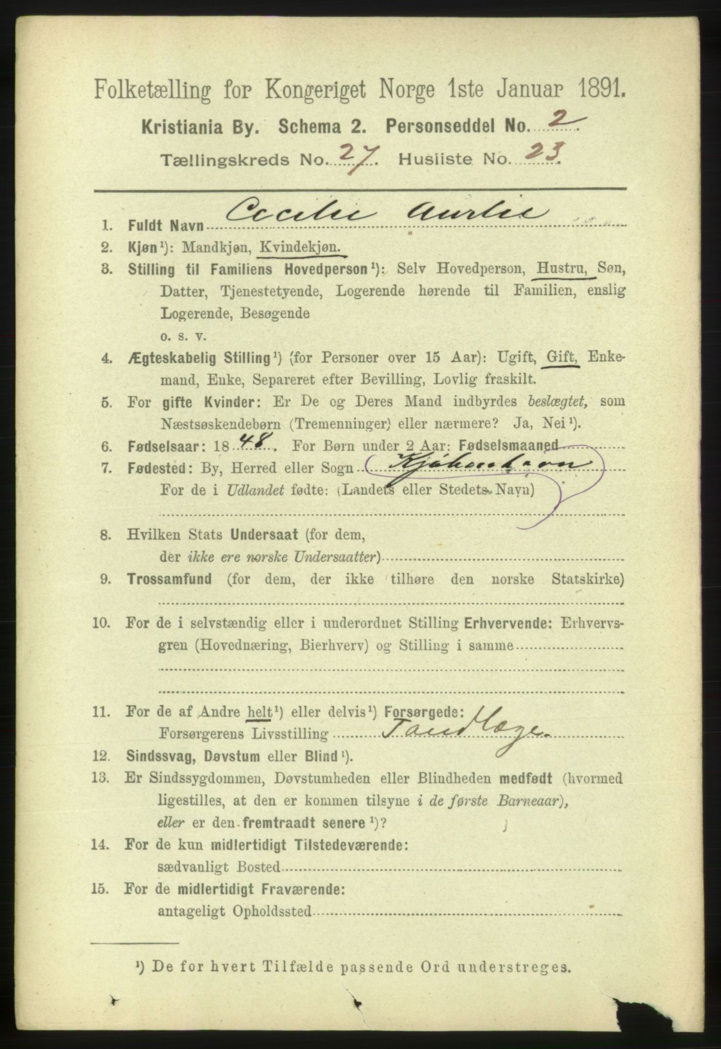 RA, 1891 census for 0301 Kristiania, 1891, p. 14262