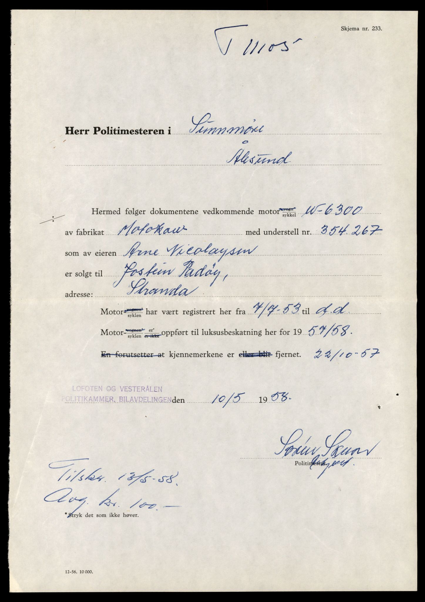 Møre og Romsdal vegkontor - Ålesund trafikkstasjon, AV/SAT-A-4099/F/Fe/L0026: Registreringskort for kjøretøy T 11046 - T 11160, 1927-1998, p. 1733